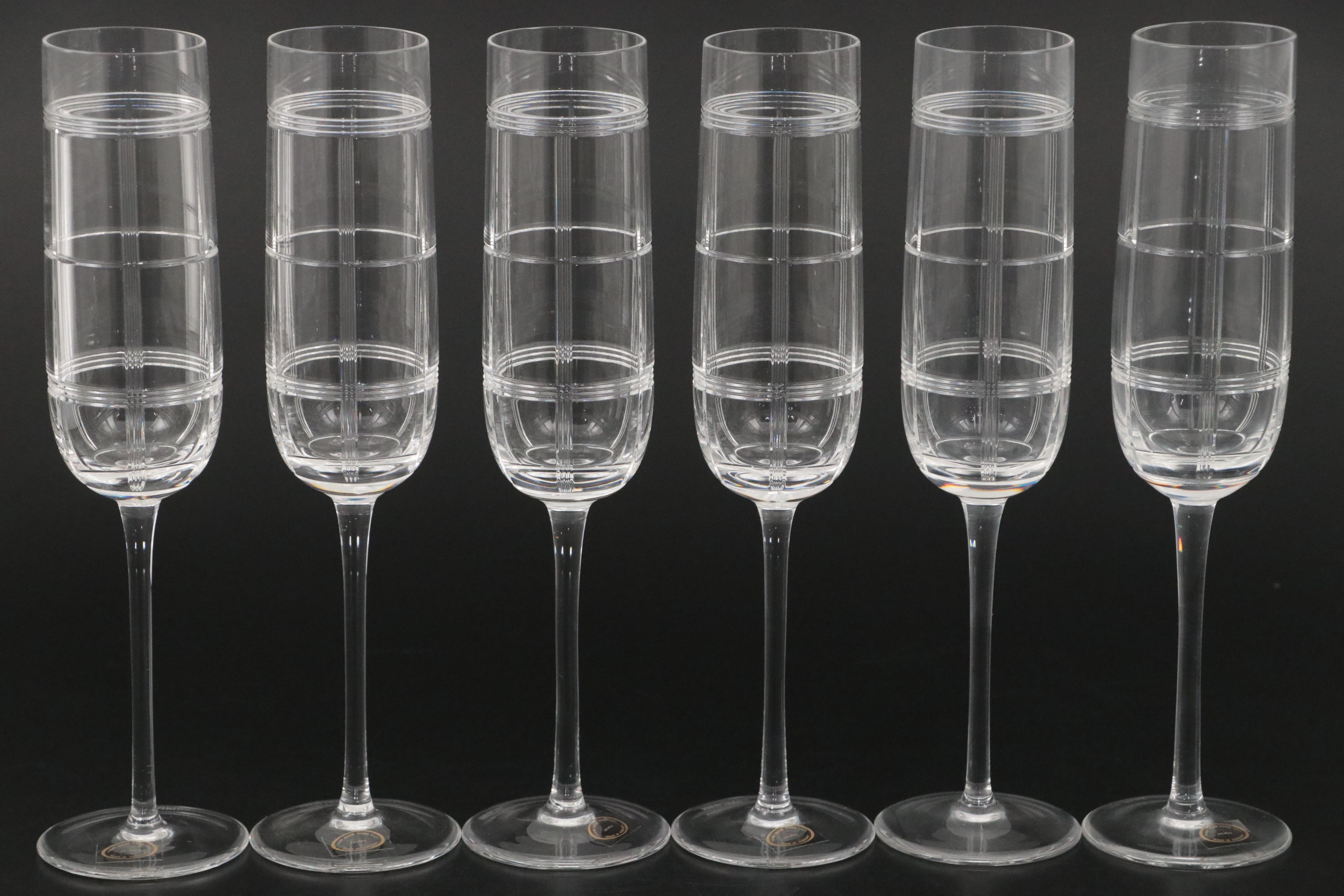 Ralph Lauren "Glen Plaid" Fluted Champagne Glasses