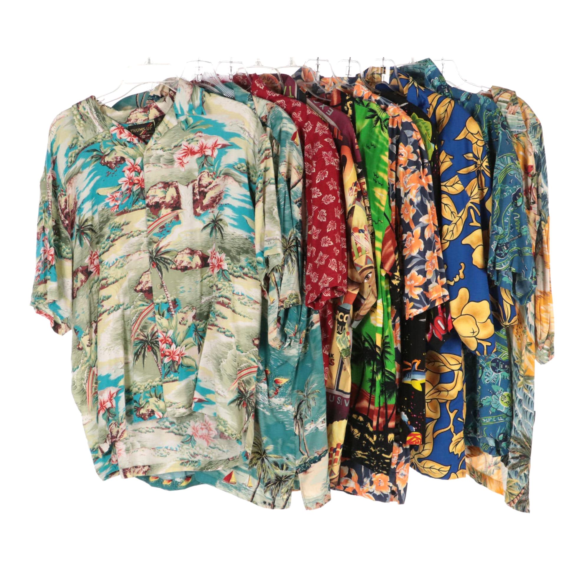 Men's Printed and Hawaiian Style Button-Up Shirts