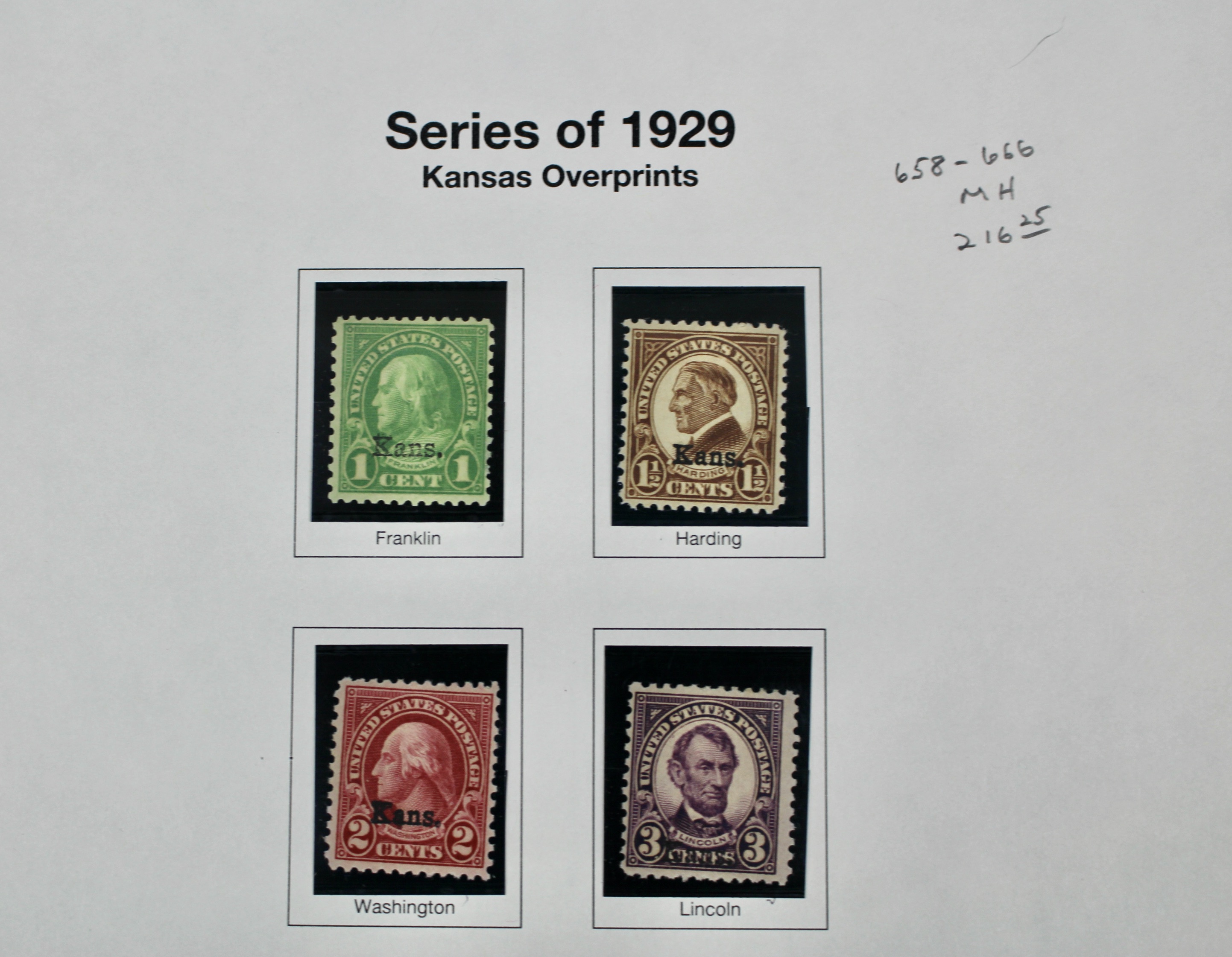 Complete Group of Kansas Overprint Stamps