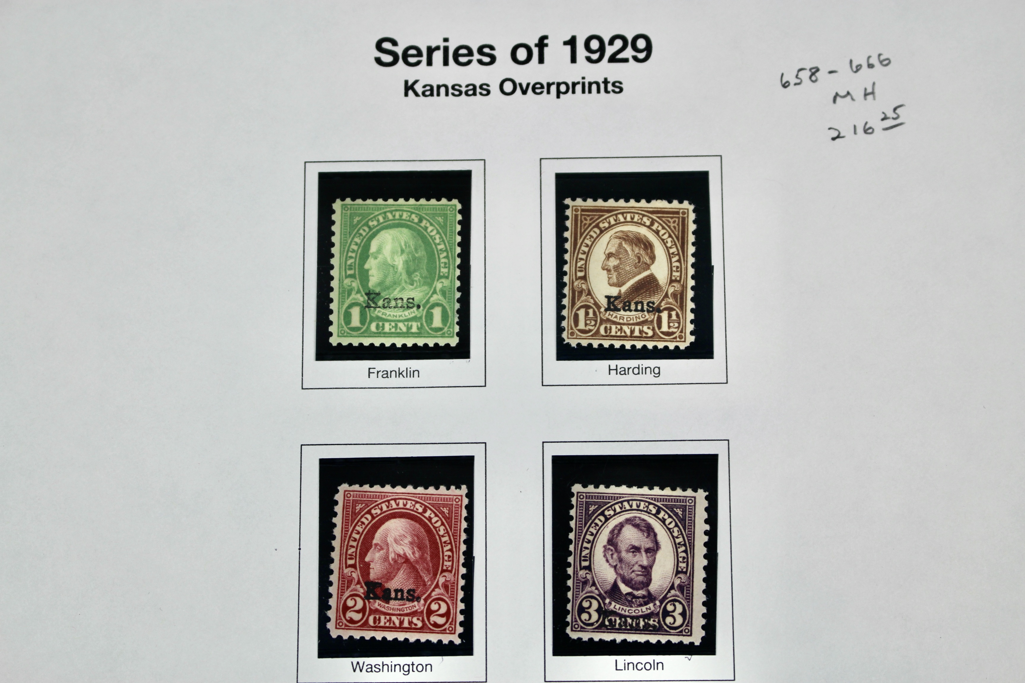 Complete Group of Kansas Overprint Stamps