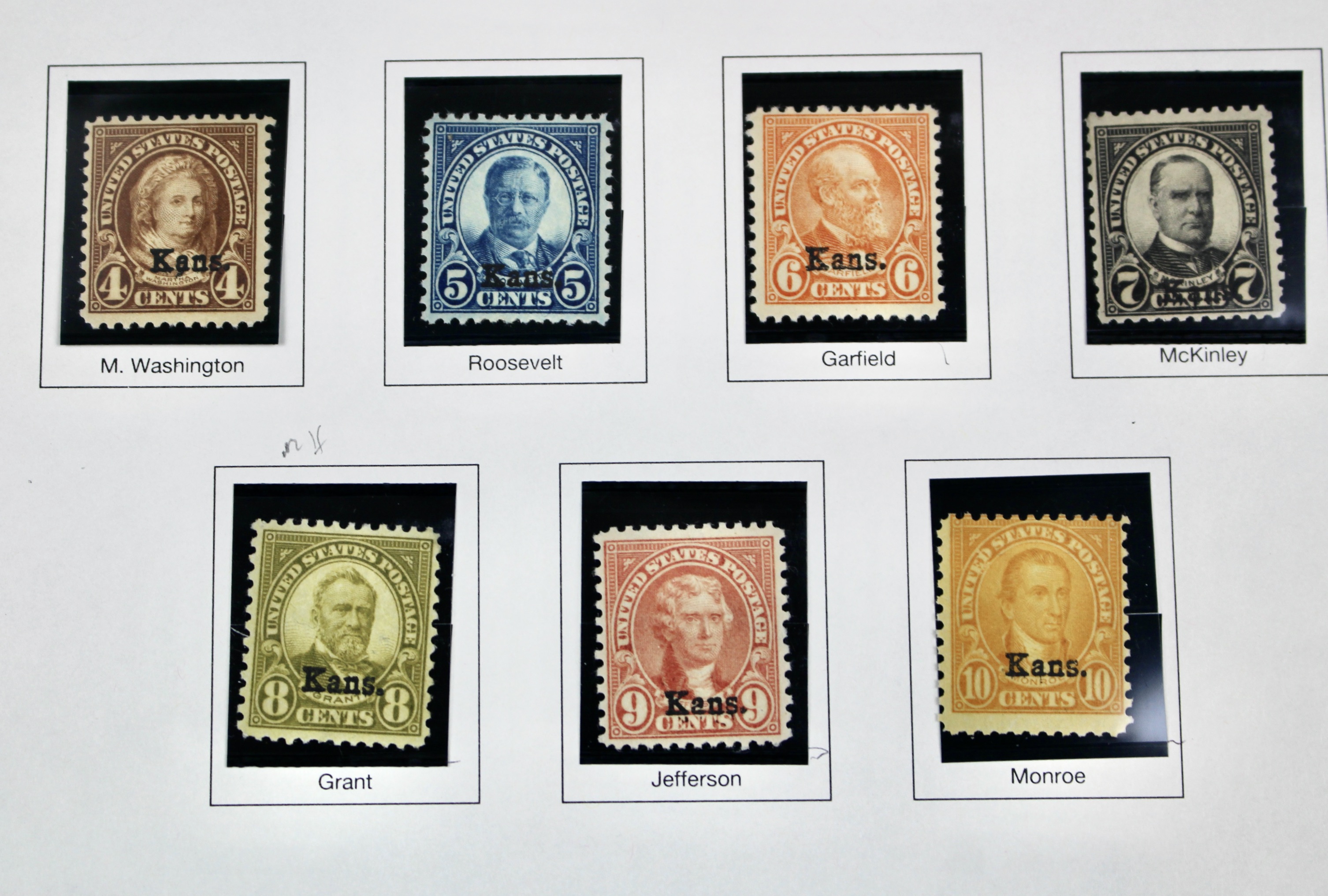 Complete Group of Kansas Overprint Stamps