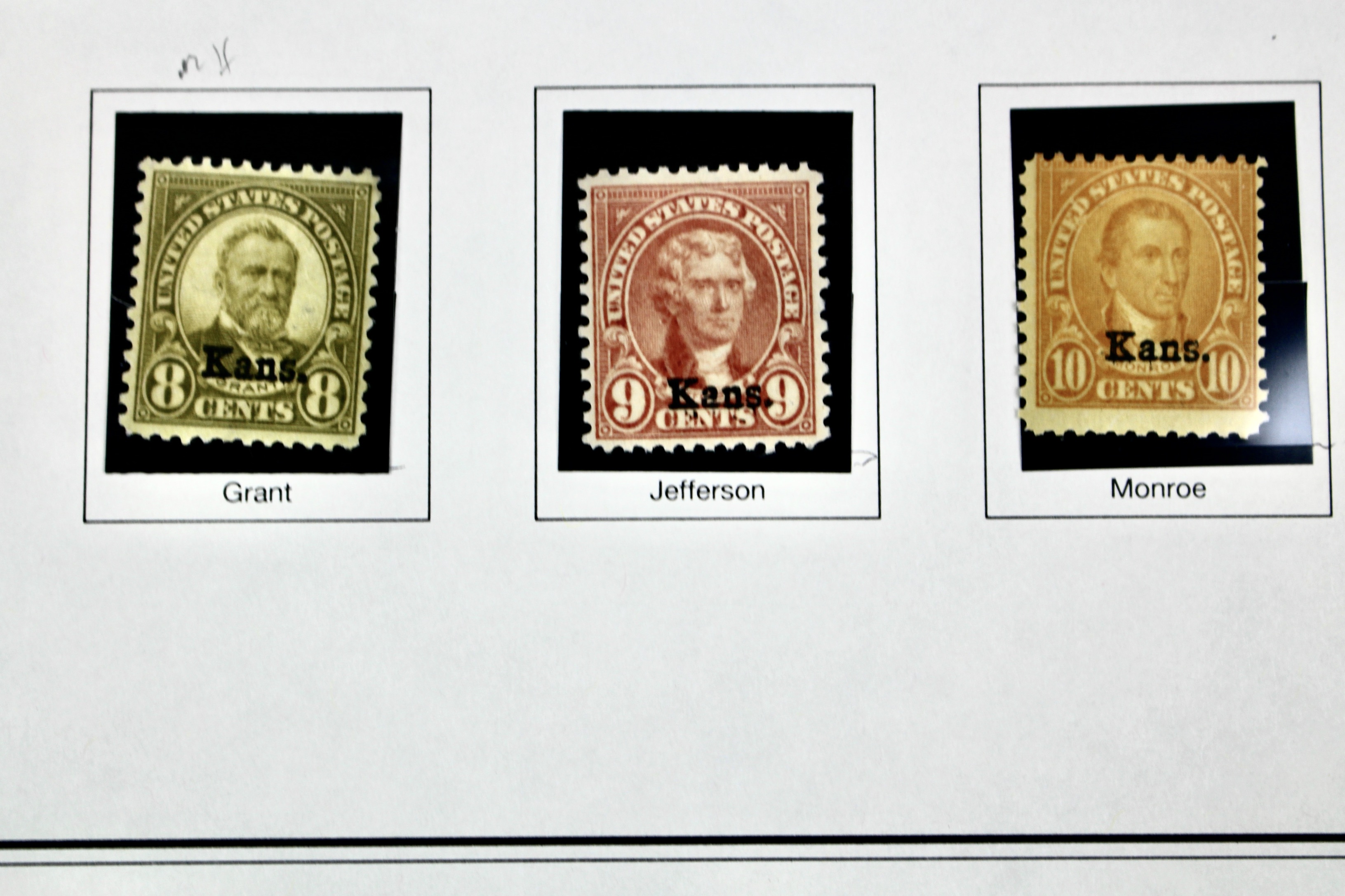 Complete Group of Kansas Overprint Stamps