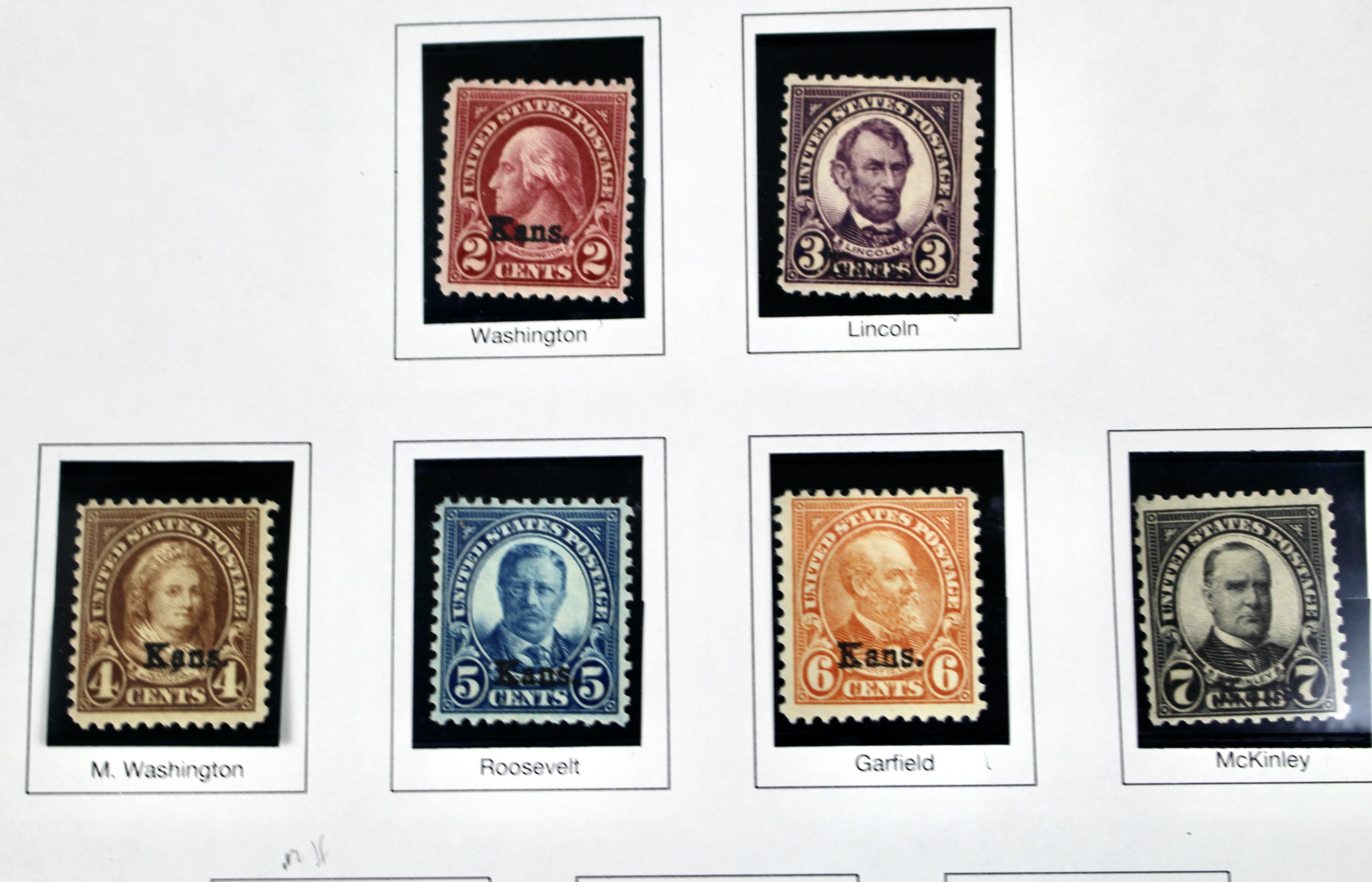 Complete Group of Kansas Overprint Stamps