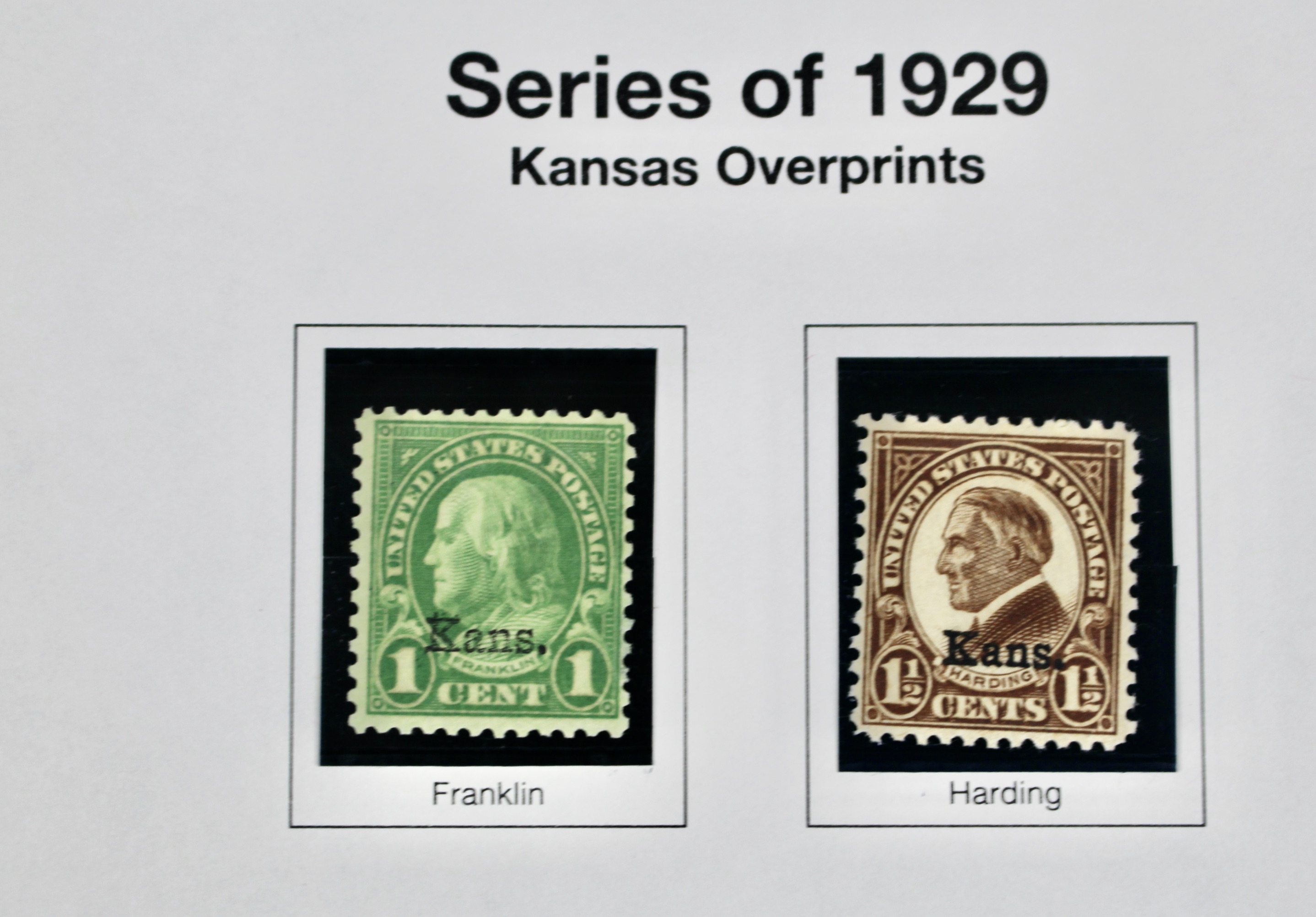 Complete Group of Kansas Overprint Stamps