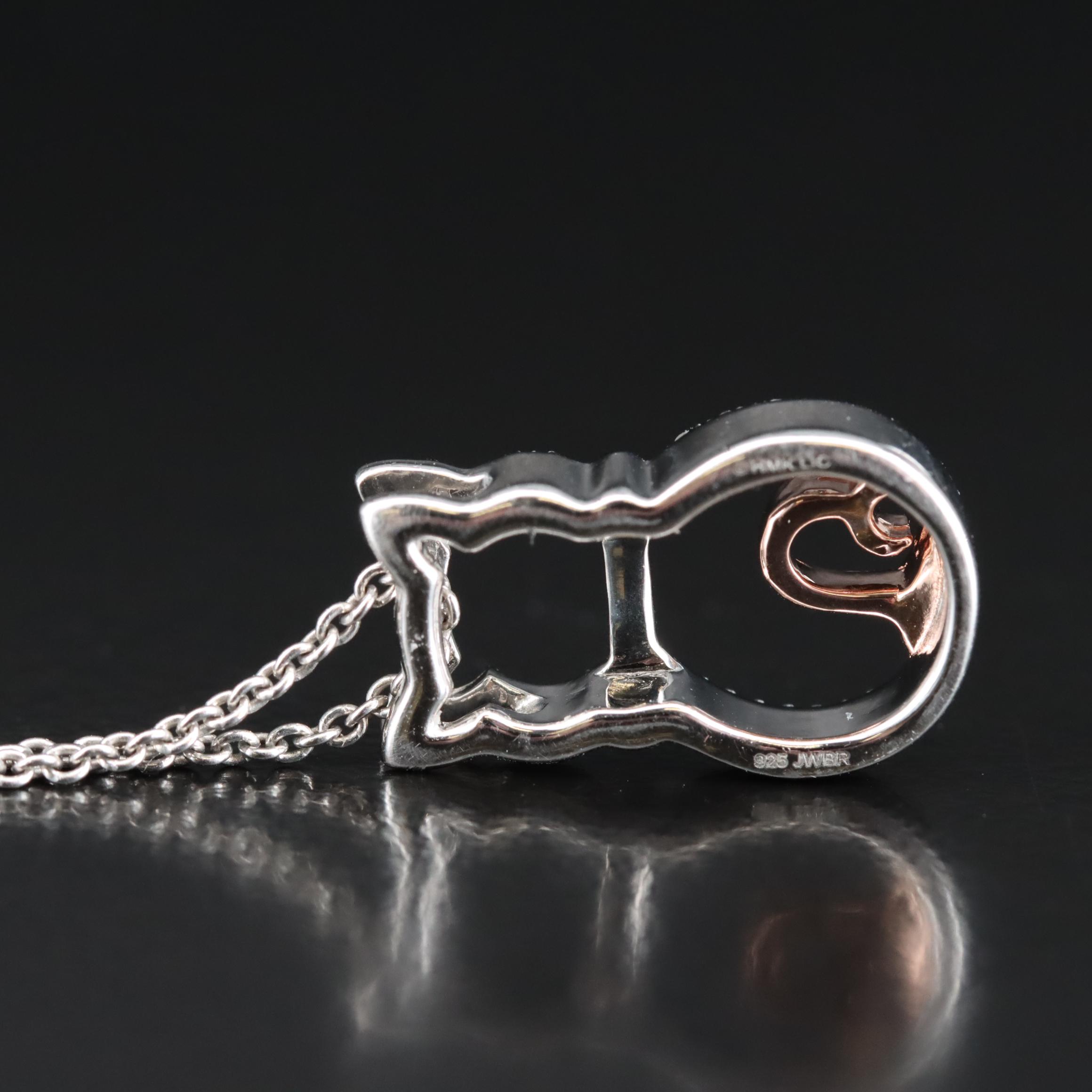 Sterling Diamond Cat Pendant Necklace