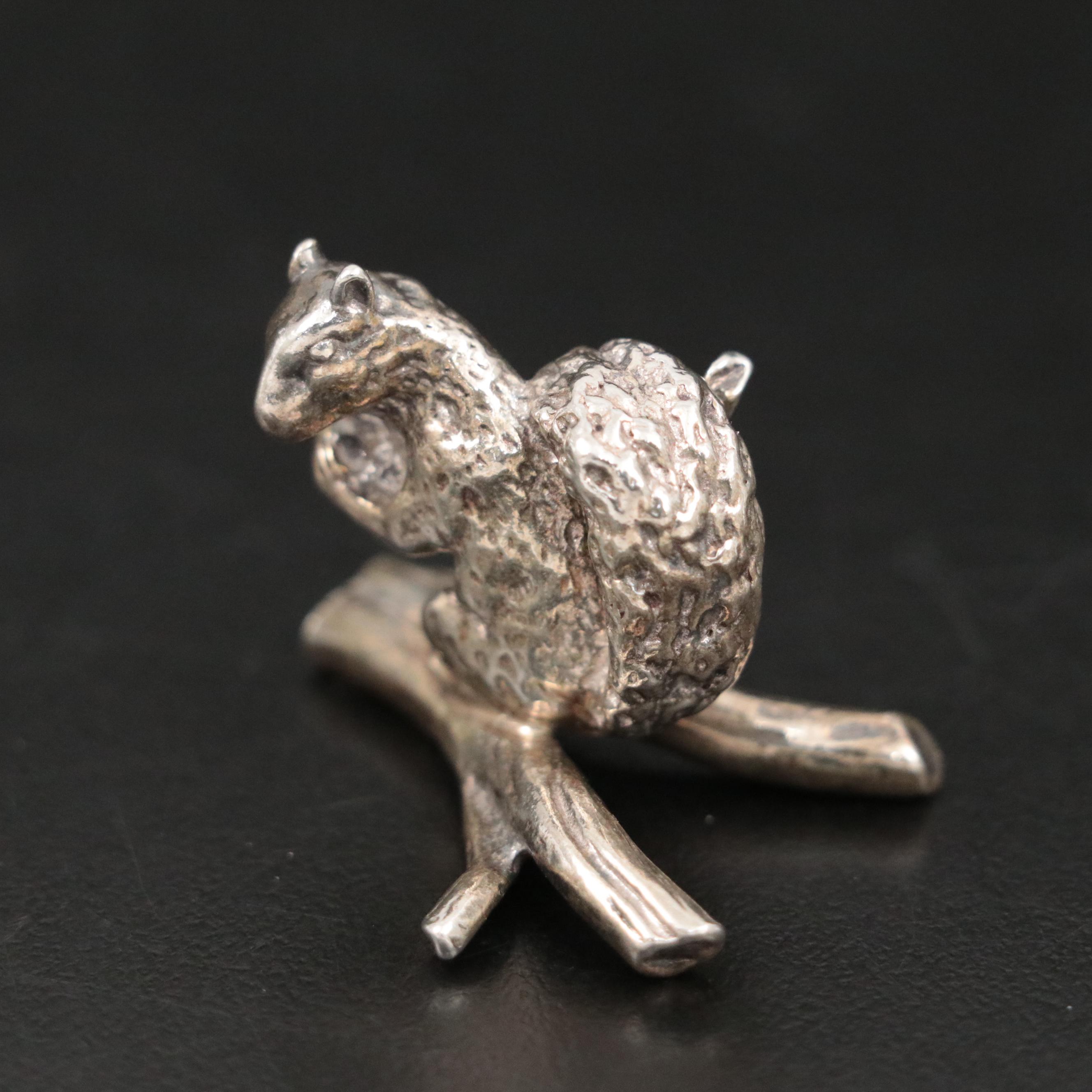 Tiffany & Co. Sterling Silver Squirrel on Branch Place Card Holder