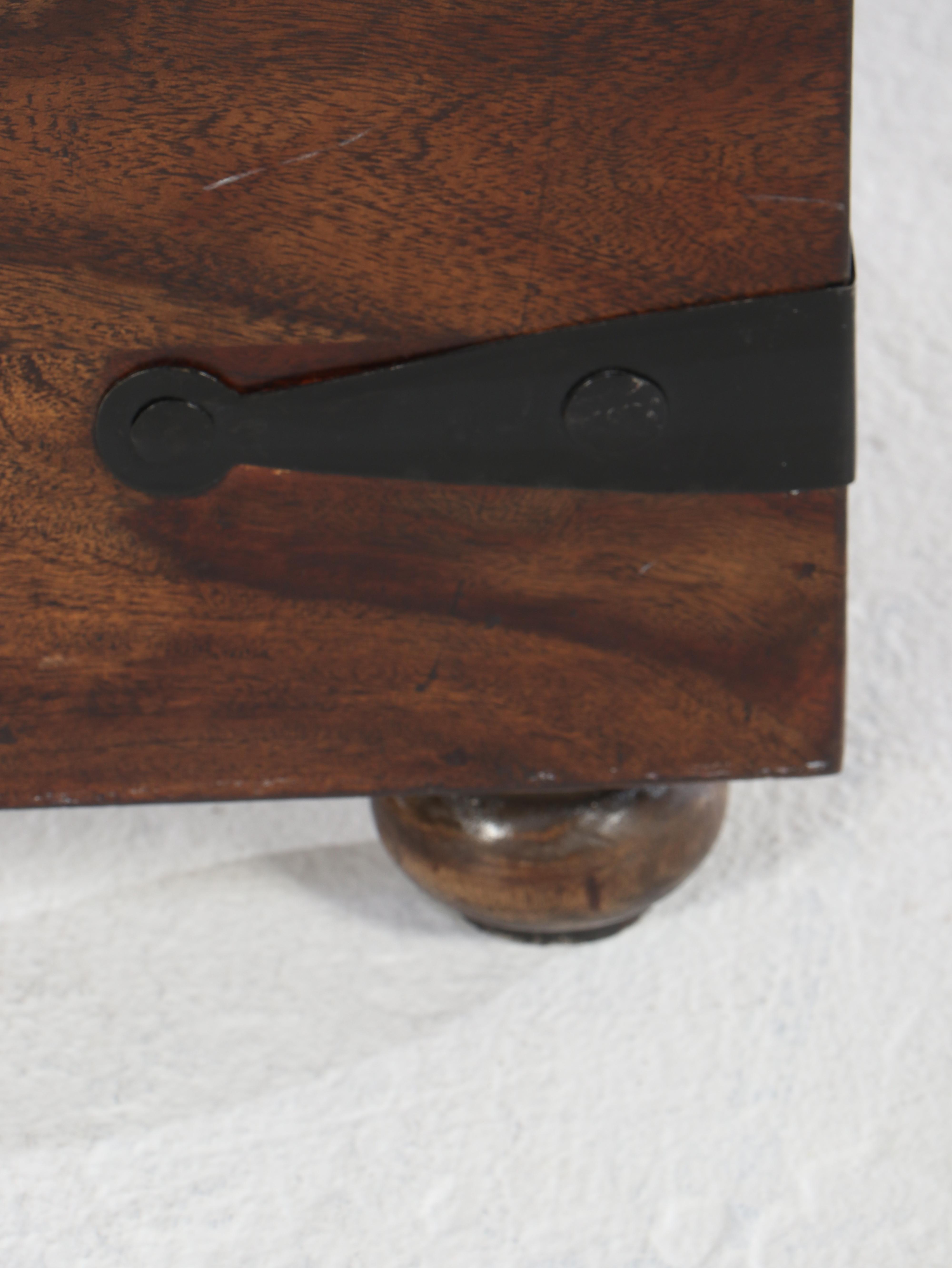 Pottery Barn Tropical Hardwood and Metal-Mounted Trunk / Coffee Table