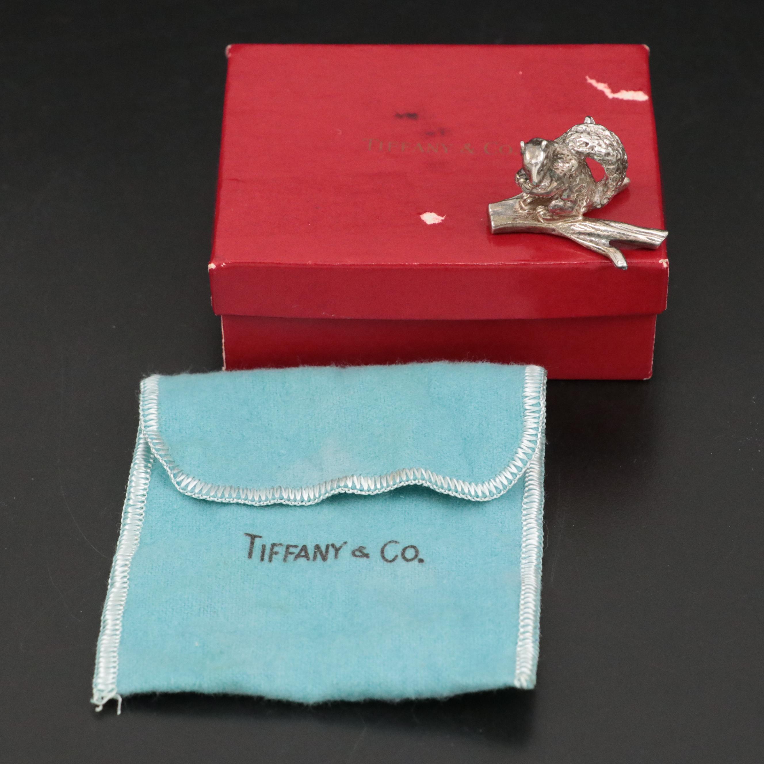 Tiffany & Co. Sterling Silver Squirrel on Branch Place Card Holder