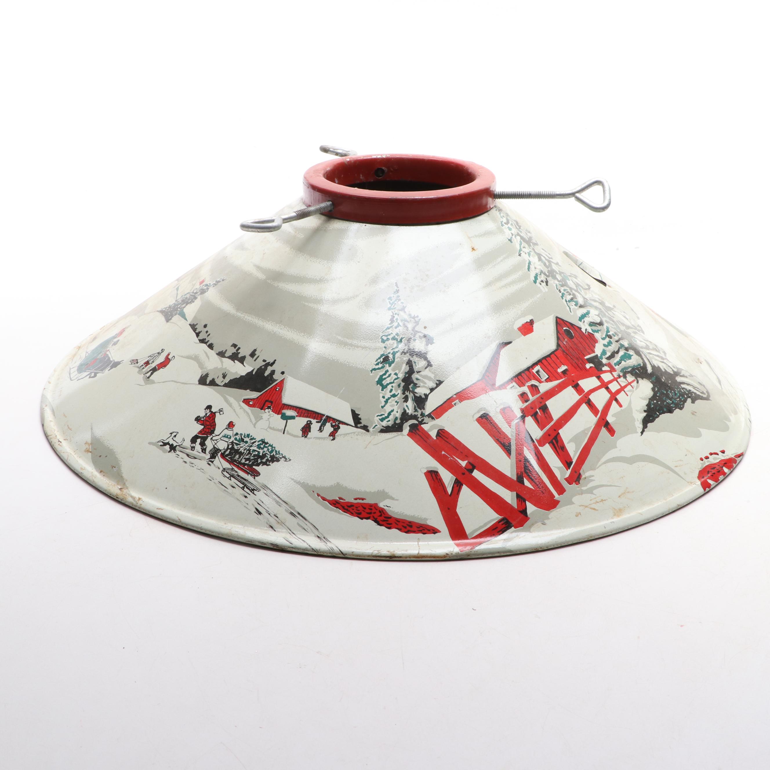 Painted Metal Tree Stand with Snowy Scene