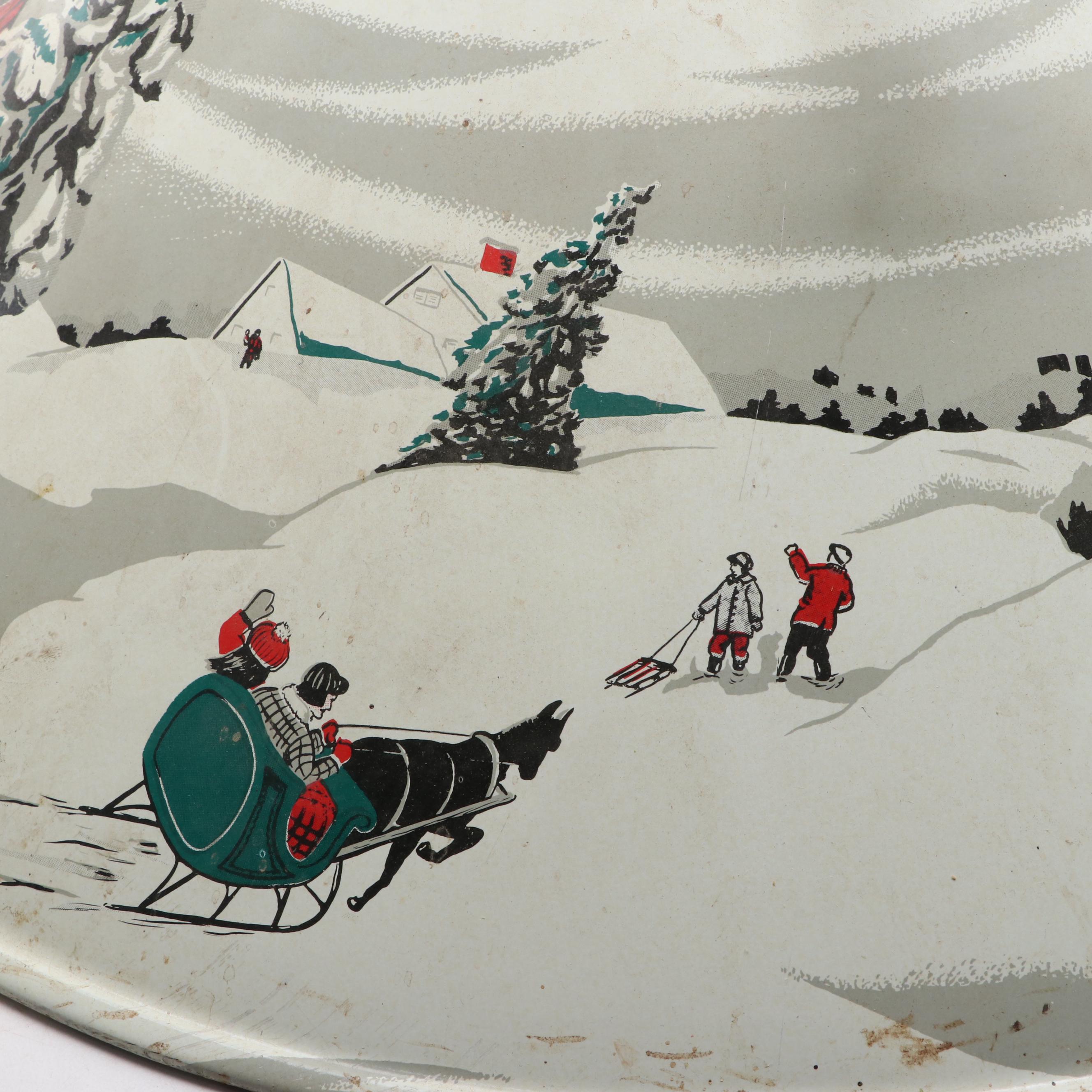 Painted Metal Tree Stand with Snowy Scene