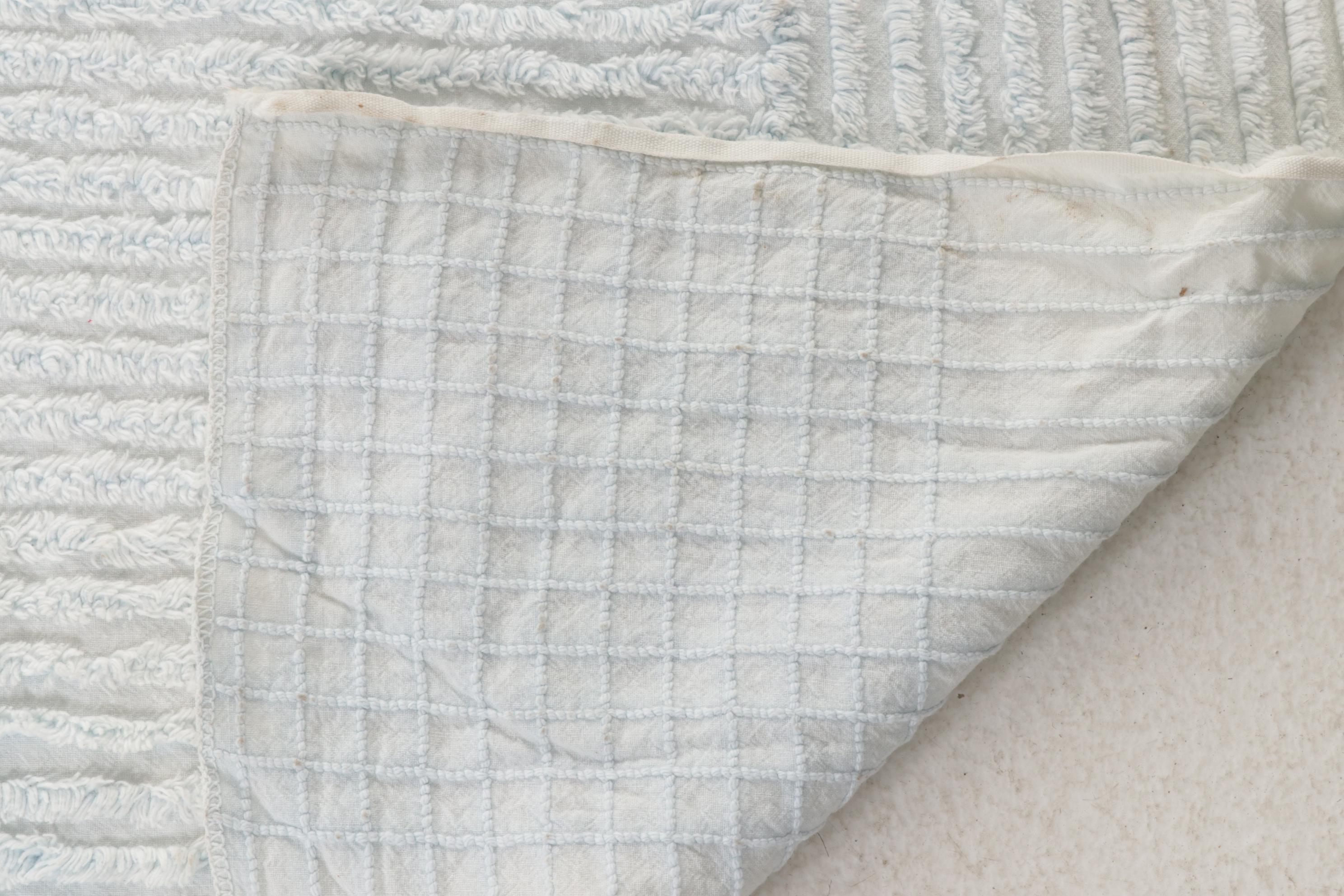 Wool Blanket with Satin Trim, Waffle Weave Blanket, and Chenille Bedspread