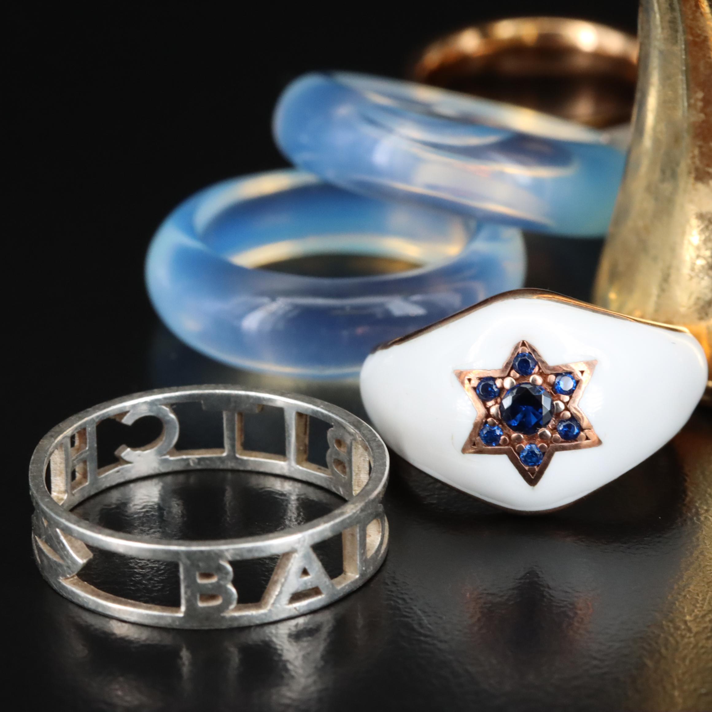 Brass Terrier Ring Stand with Rhinestone, Quartz and CZ  Stacked Rings