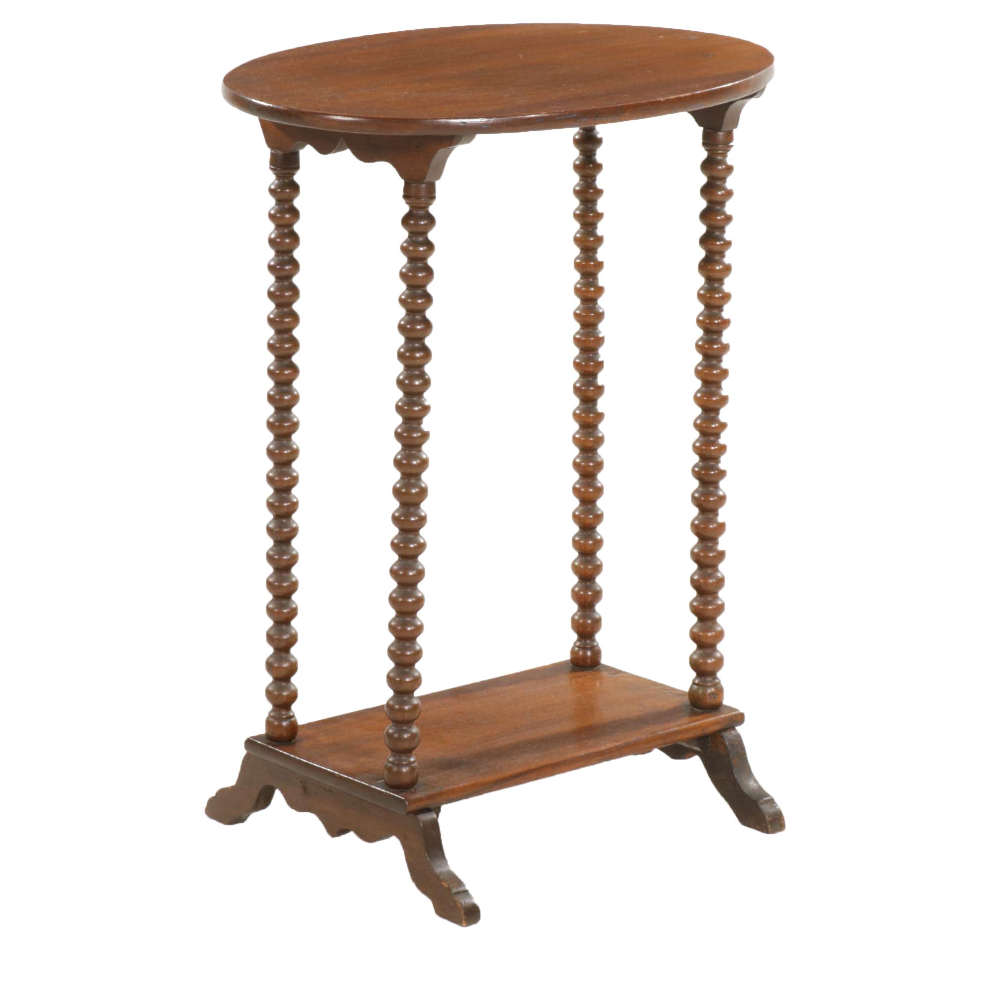 Victorian Walnut Spool-Turned Side Table, Late 19th Century