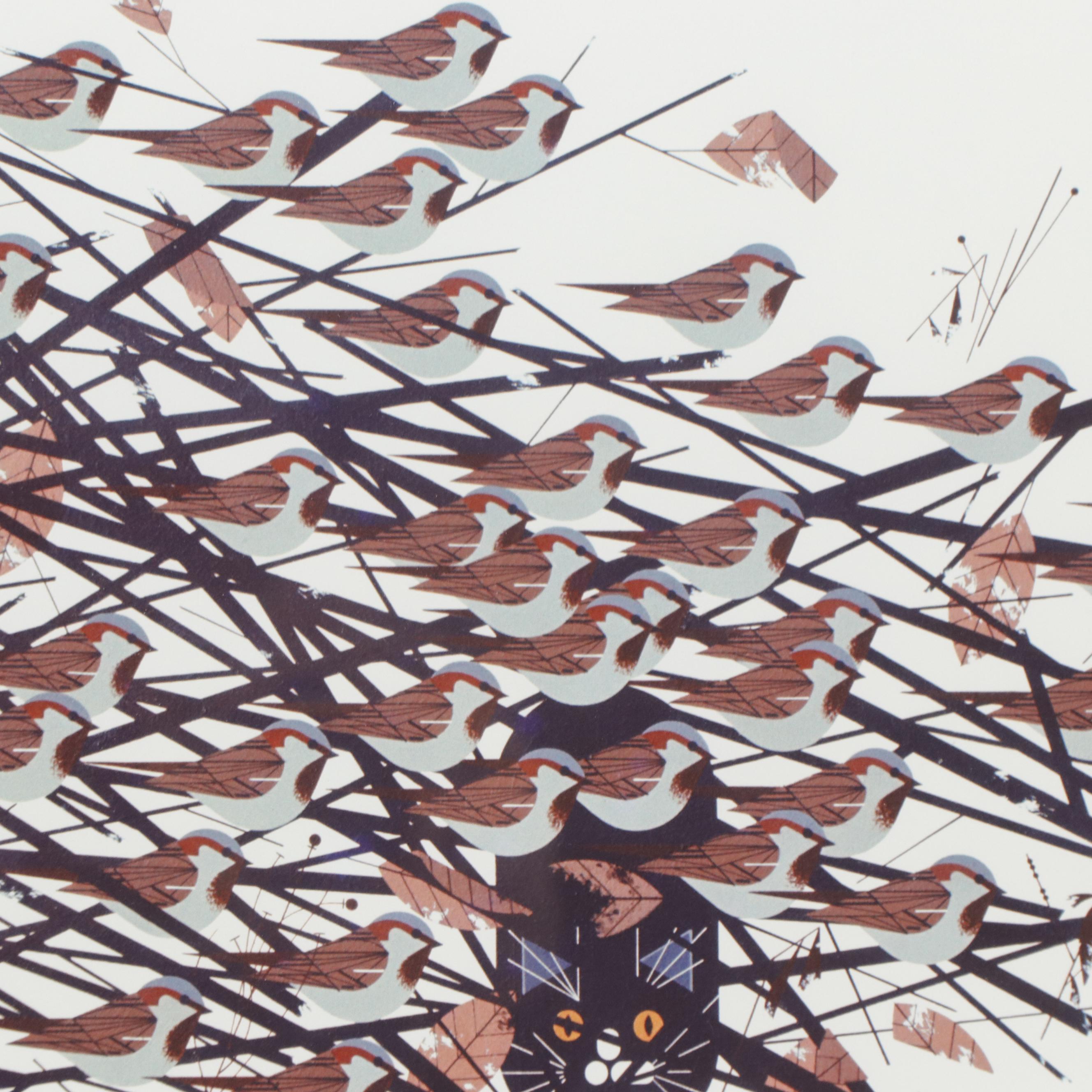 Charley Harper Giclée "His Eyes Are on the Sparrows," Circa 2006