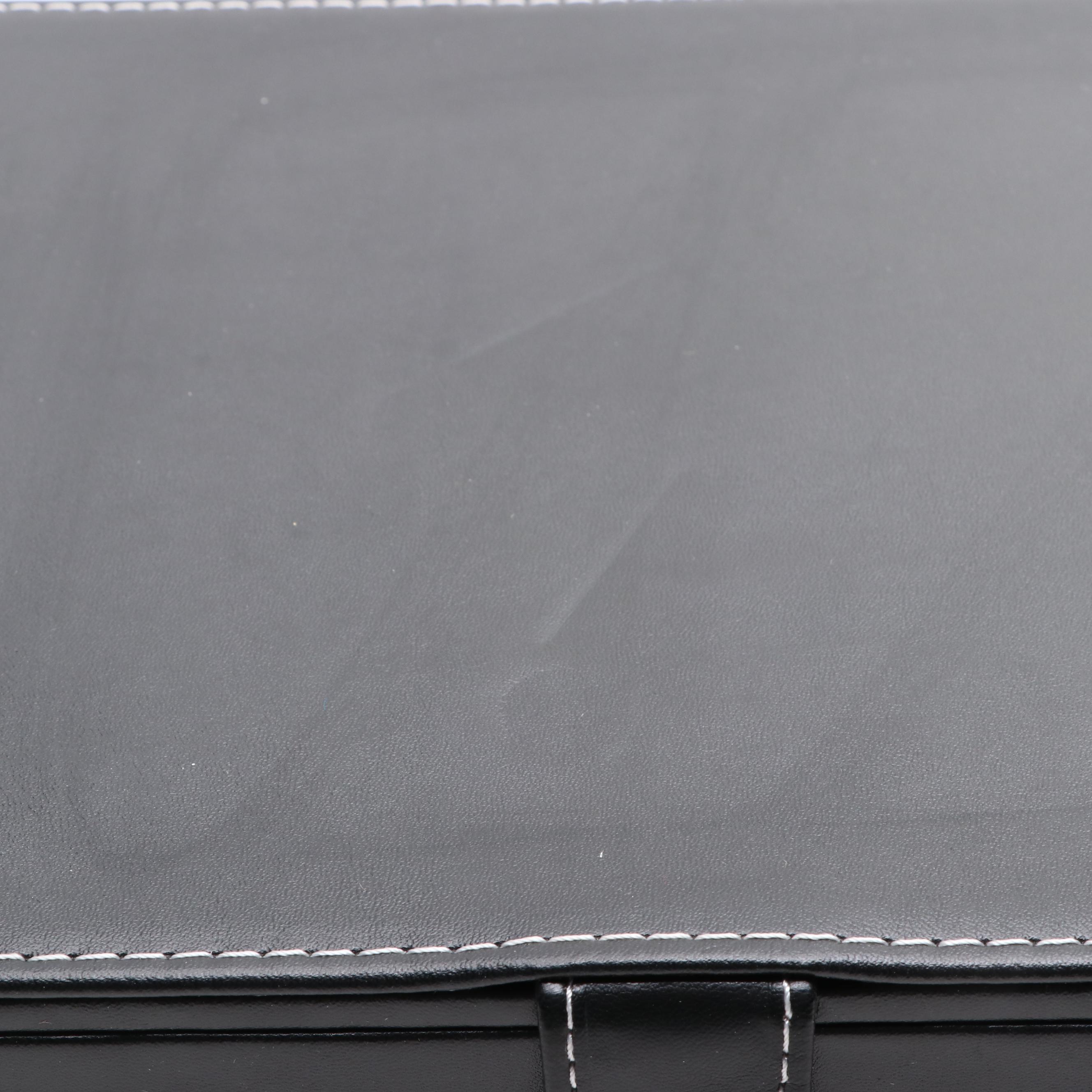 Faux Leather Watch Case and Jewelry Box with Black Matte Finish