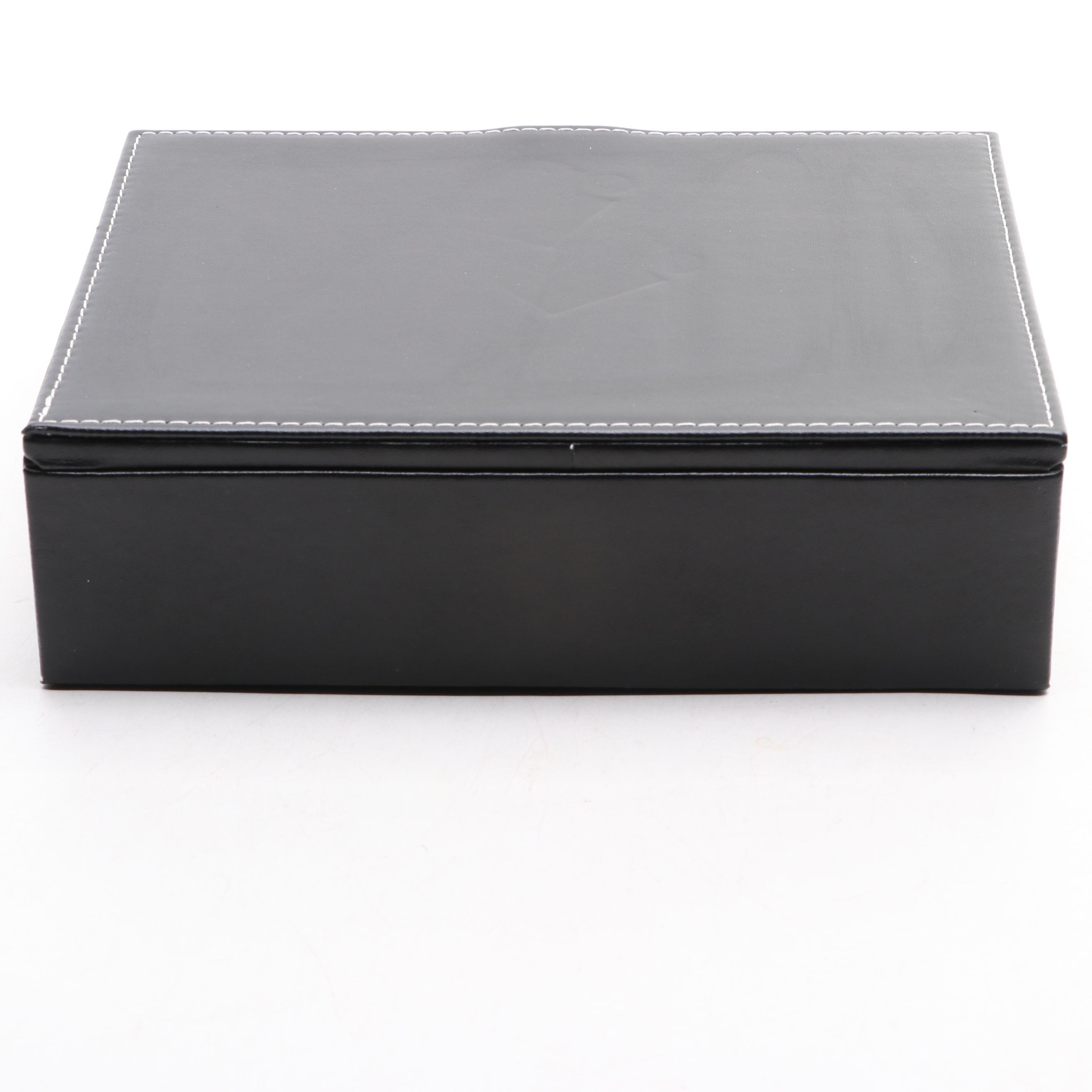 Faux Leather Watch Case and Jewelry Box with Black Matte Finish
