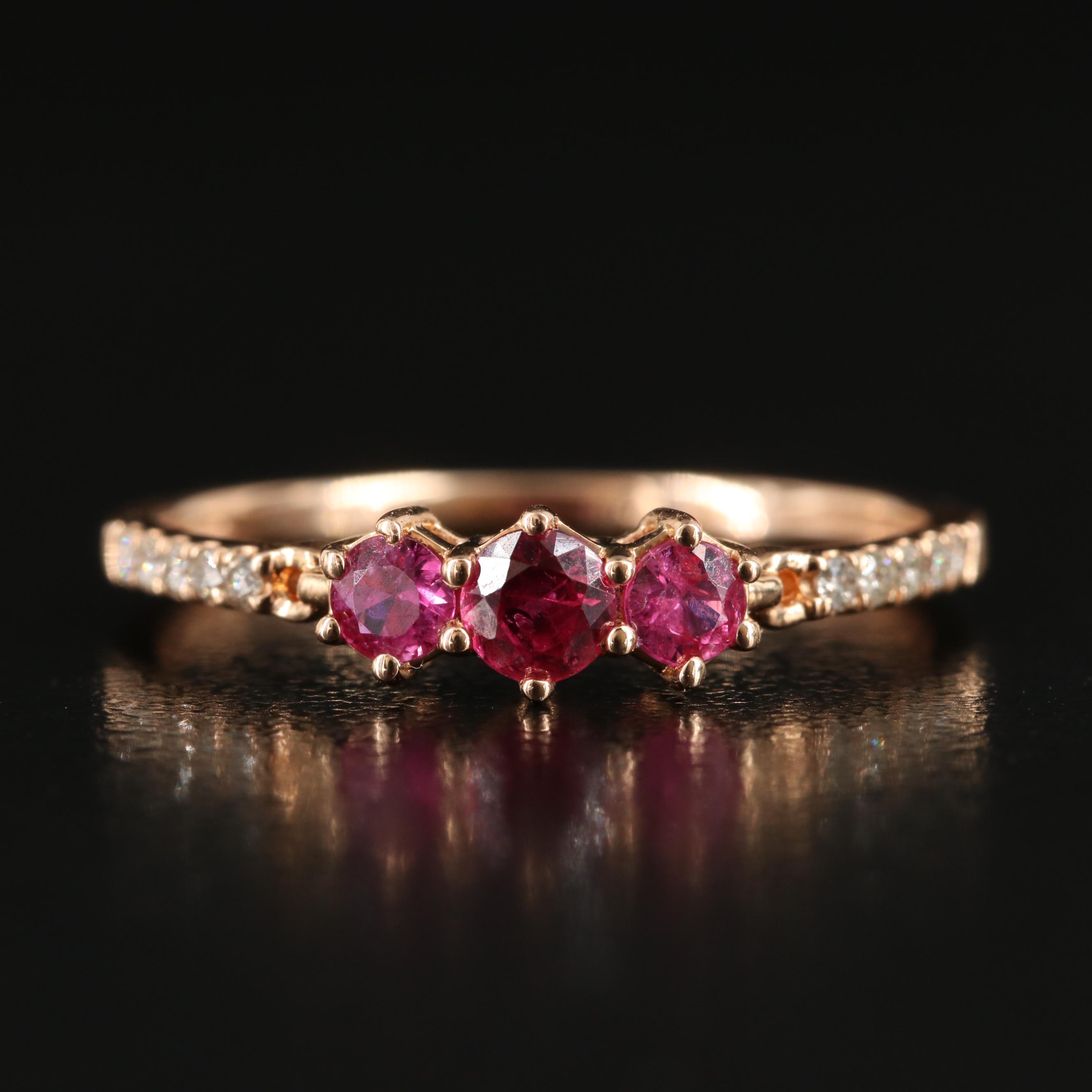 18K Rose Gold Ruby and Diamond Stacking Band