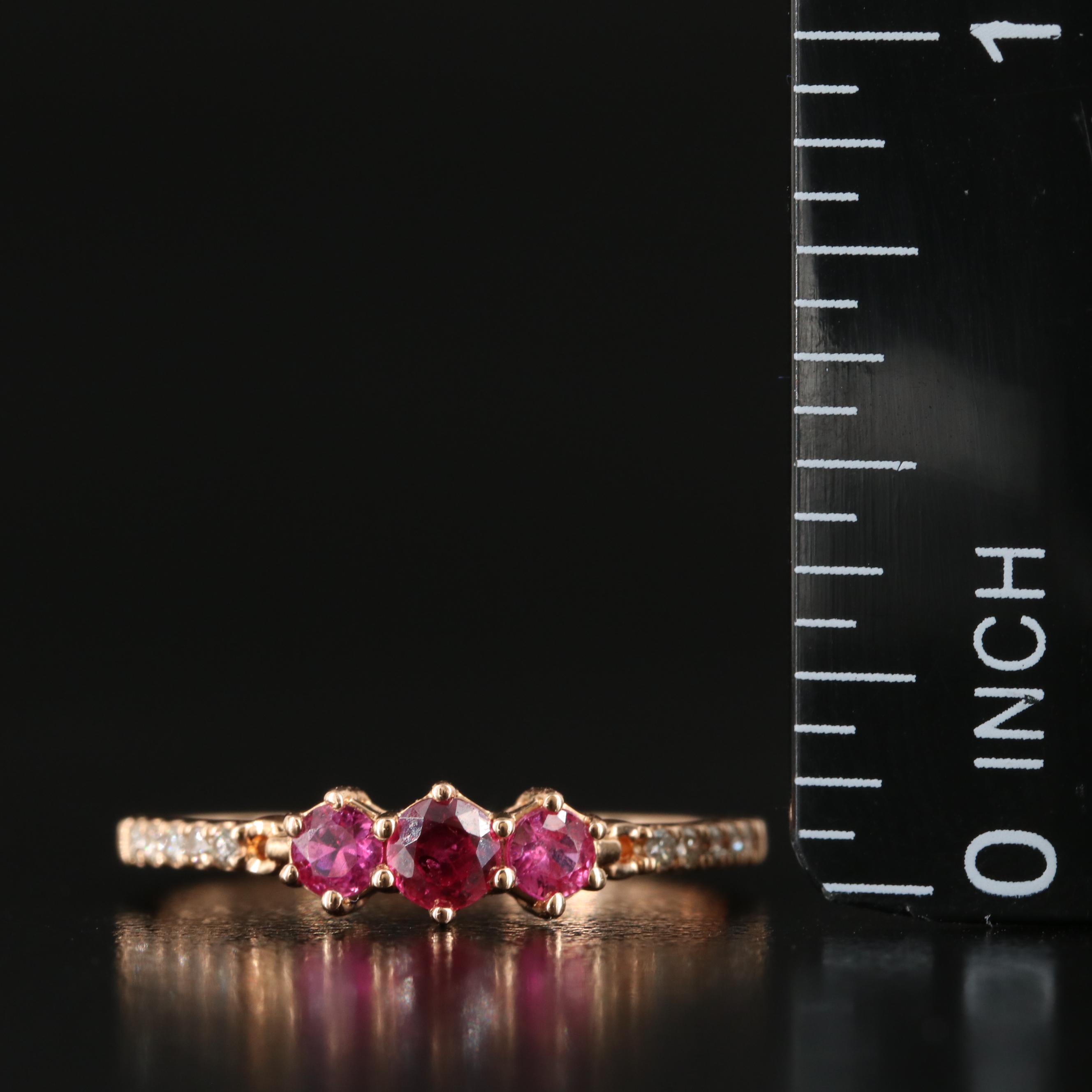 18K Rose Gold Ruby and Diamond Stacking Band