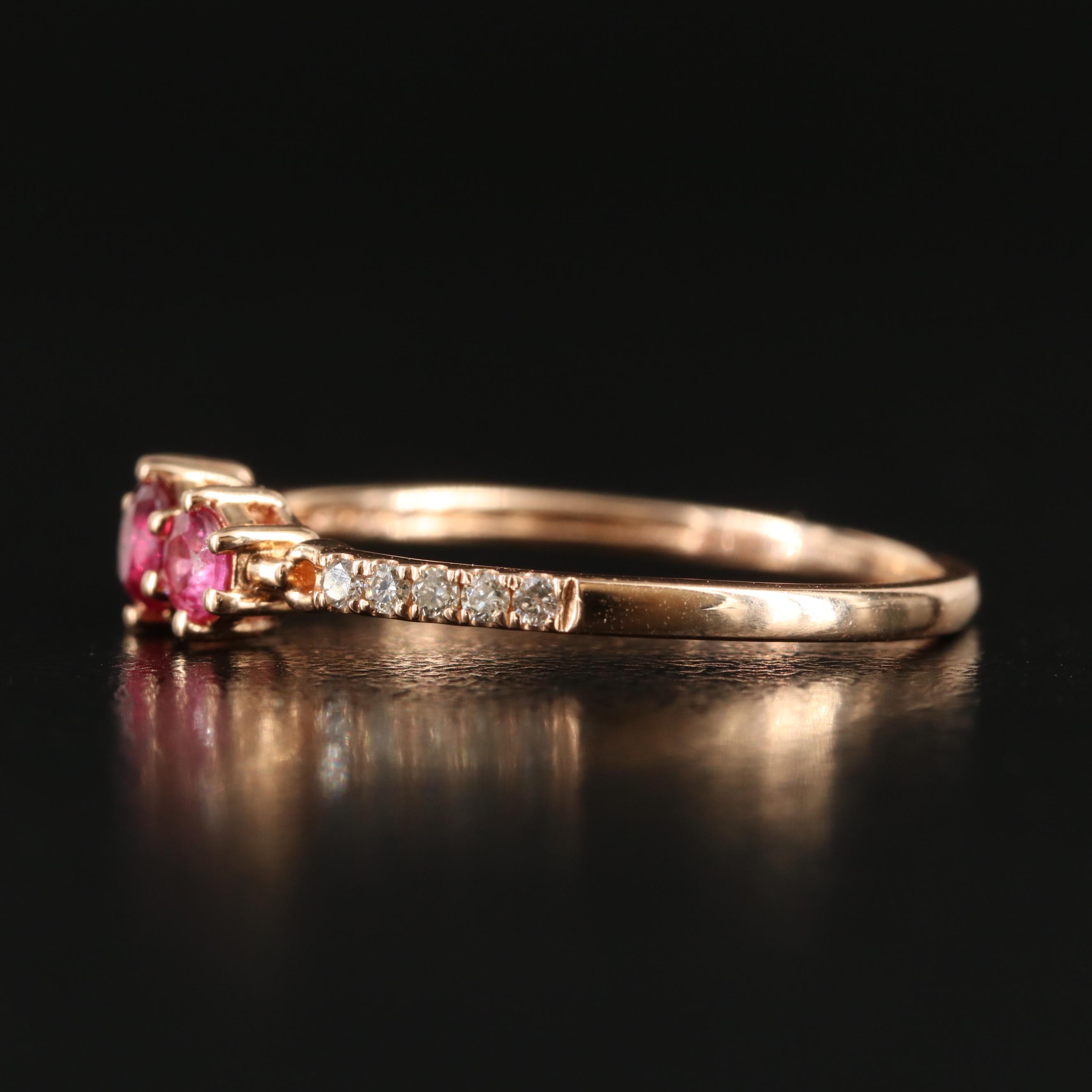 18K Rose Gold Ruby and Diamond Stacking Band
