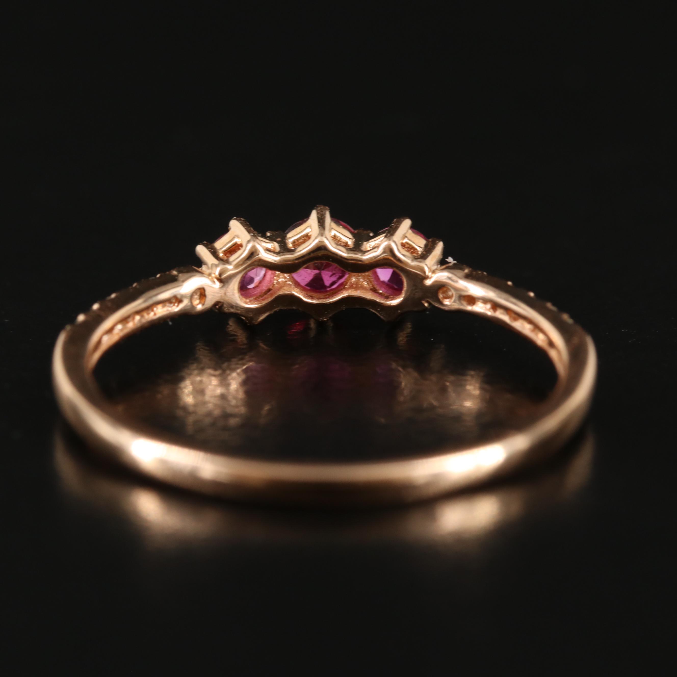 18K Rose Gold Ruby and Diamond Stacking Band