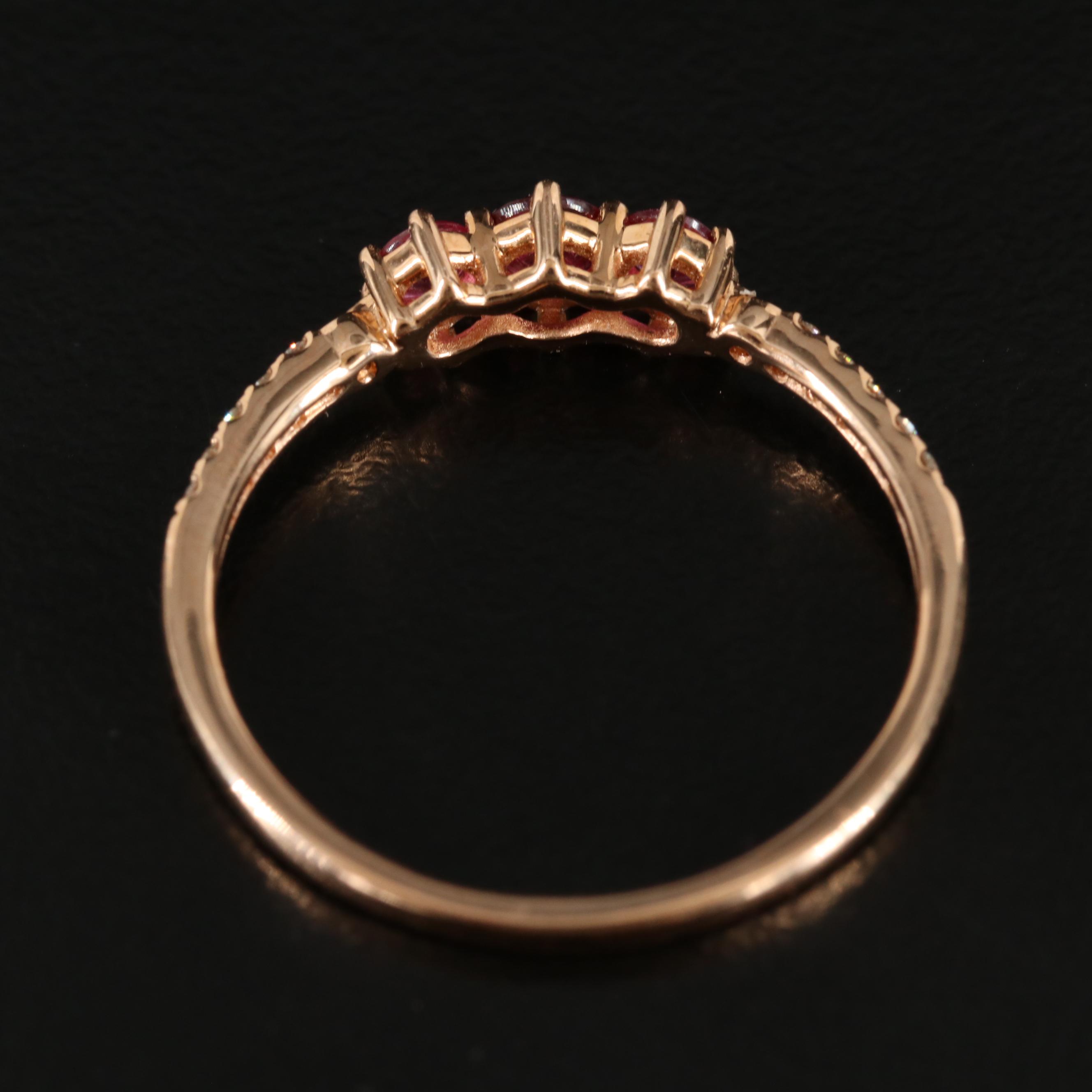 18K Rose Gold Ruby and Diamond Stacking Band
