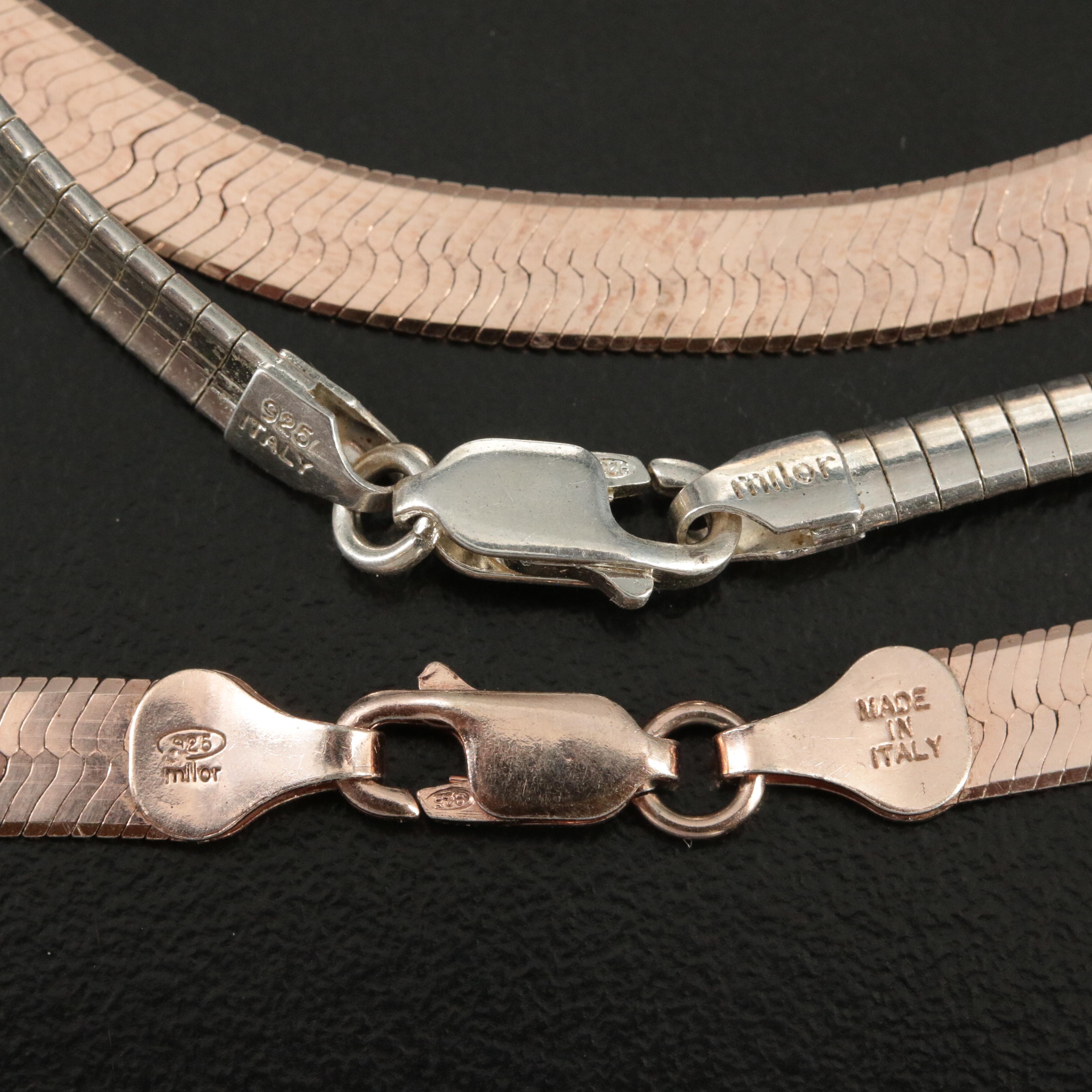 Sterling Reversible Herringbone and Omega Necklaces EBTH