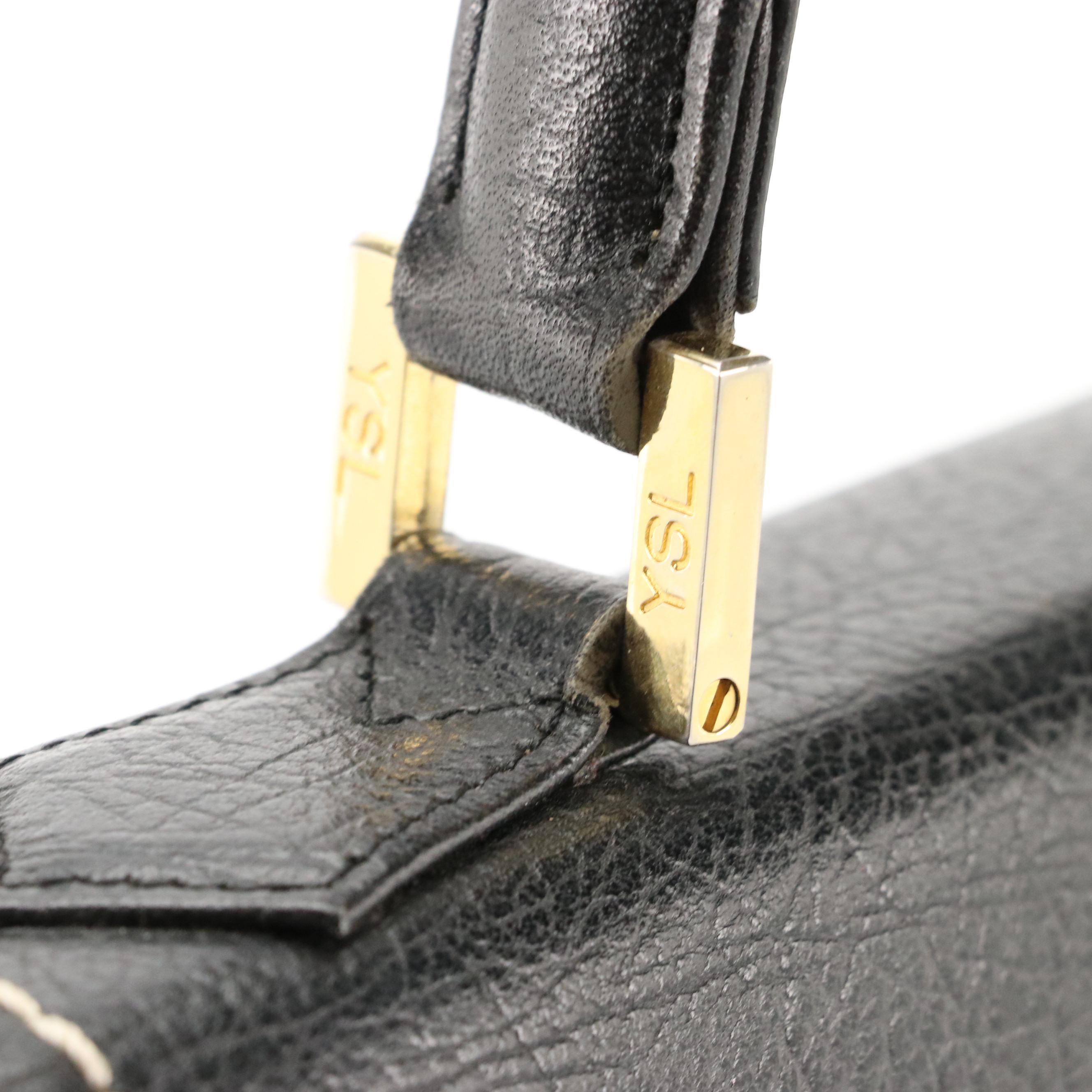 Yves Saint Laurent YSL Front-Flap Top Handle Bag with Contrast Stitching