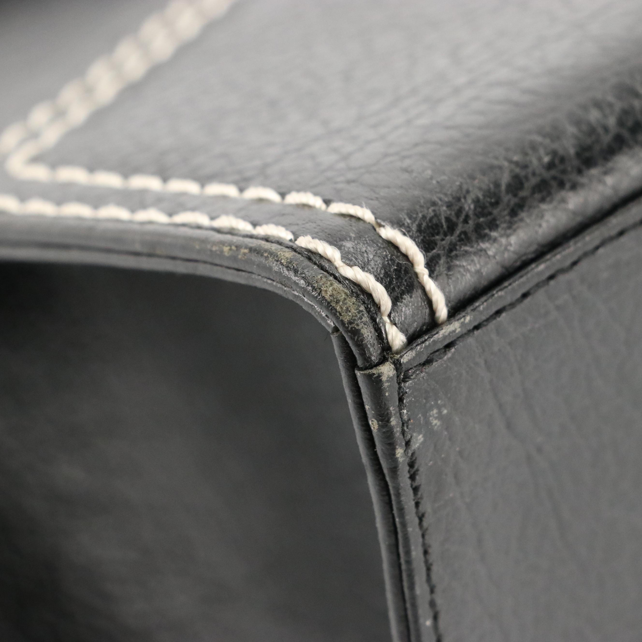 Yves Saint Laurent YSL Front-Flap Top Handle Bag with Contrast Stitching