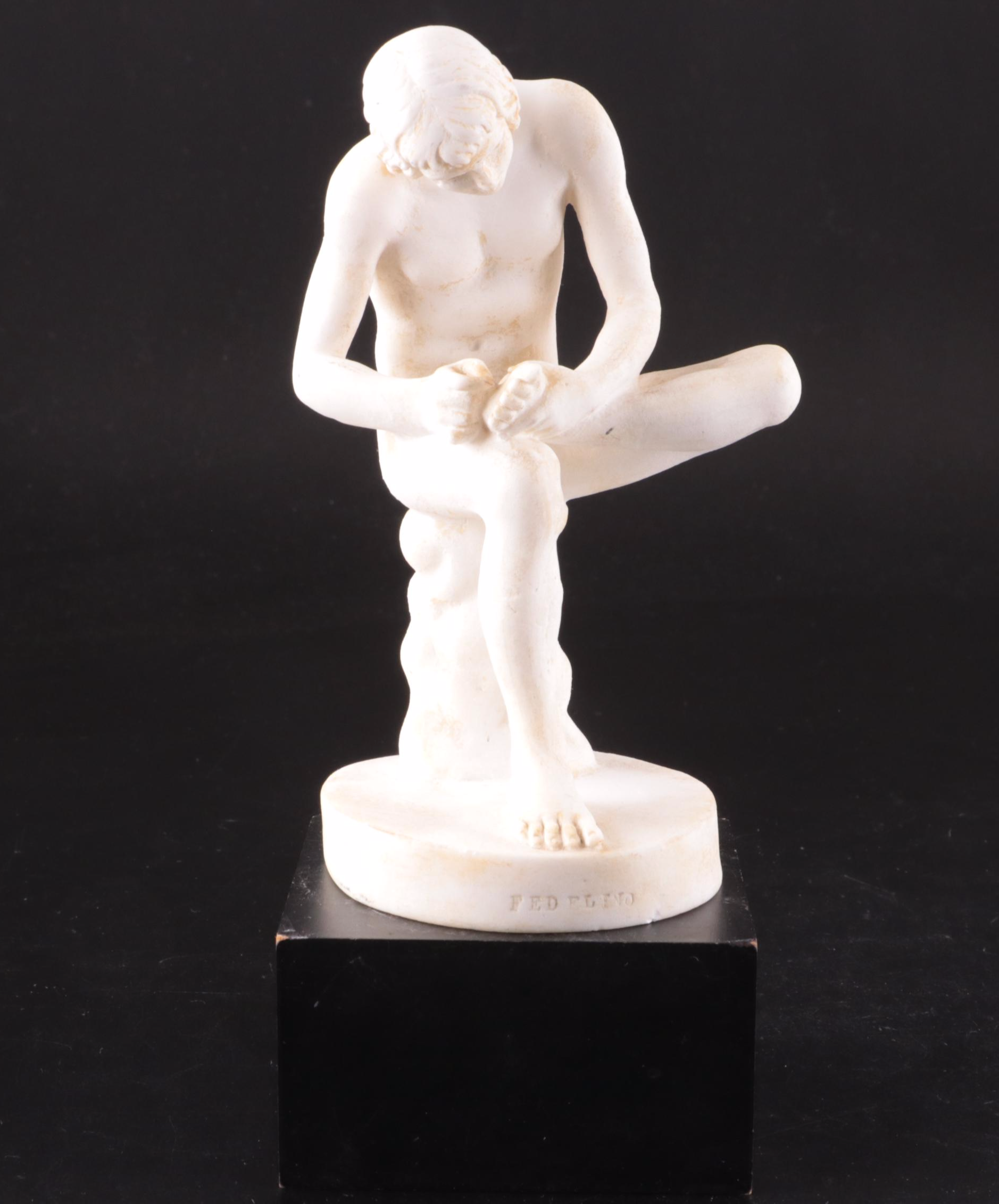 Italian Ceramic "Fedelino" Figure and Plinth Base with 3D Pin Art Toy