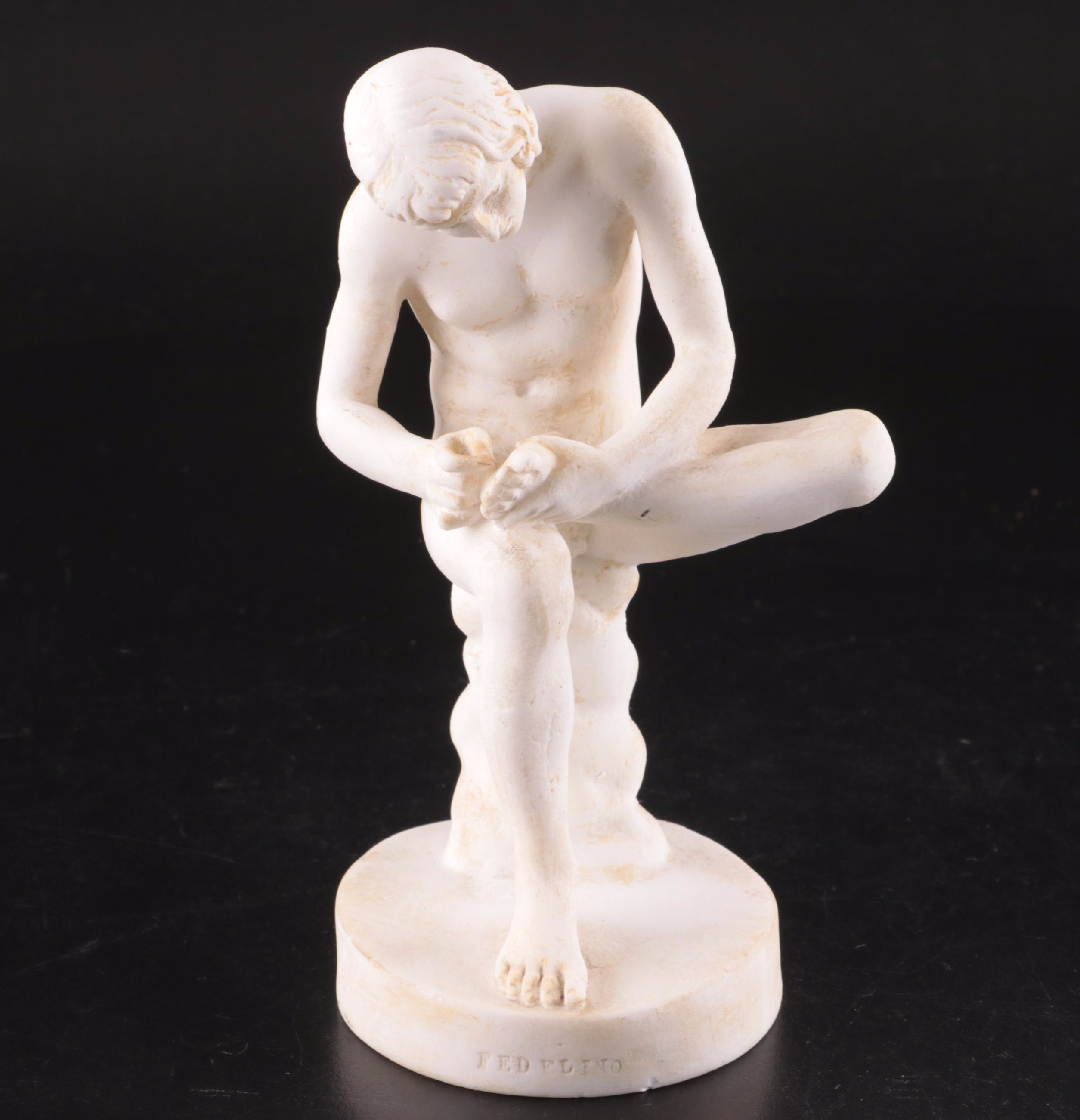 Italian Ceramic "Fedelino" Figure and Plinth Base with 3D Pin Art Toy