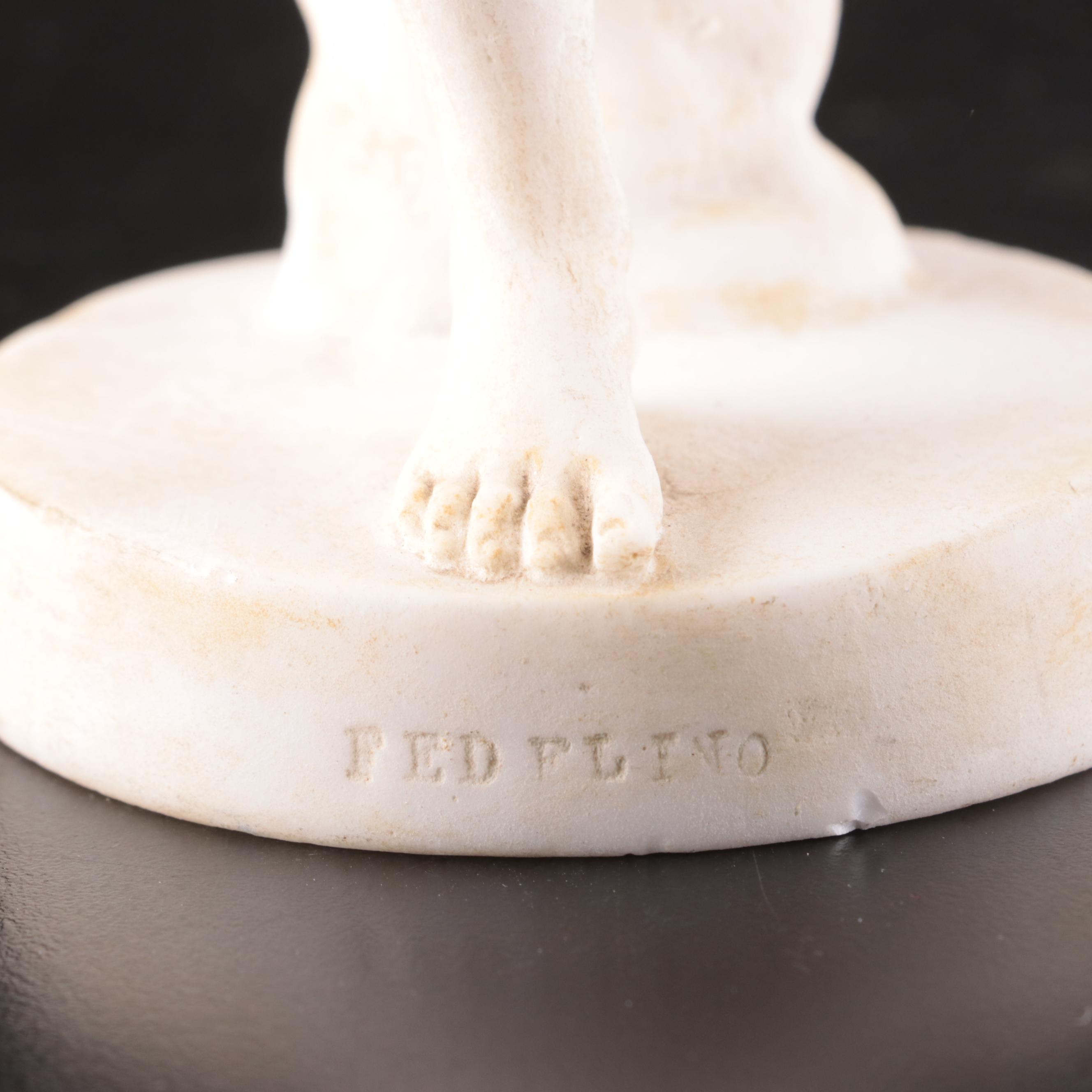 Italian Ceramic "Fedelino" Figure and Plinth Base with 3D Pin Art Toy