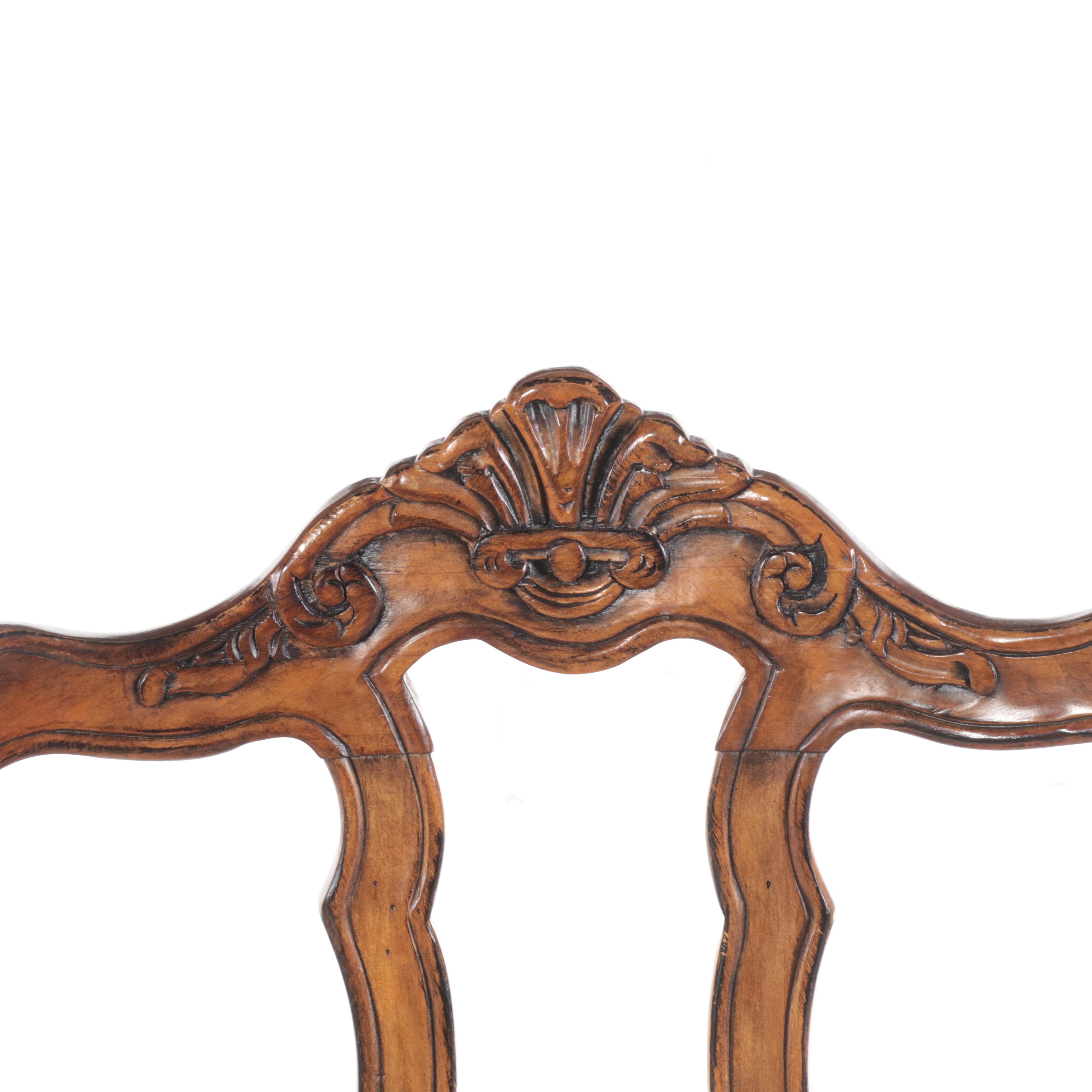 Pair of Ethan Allen French Provincial Style Custom-Upholstered Fauteuils