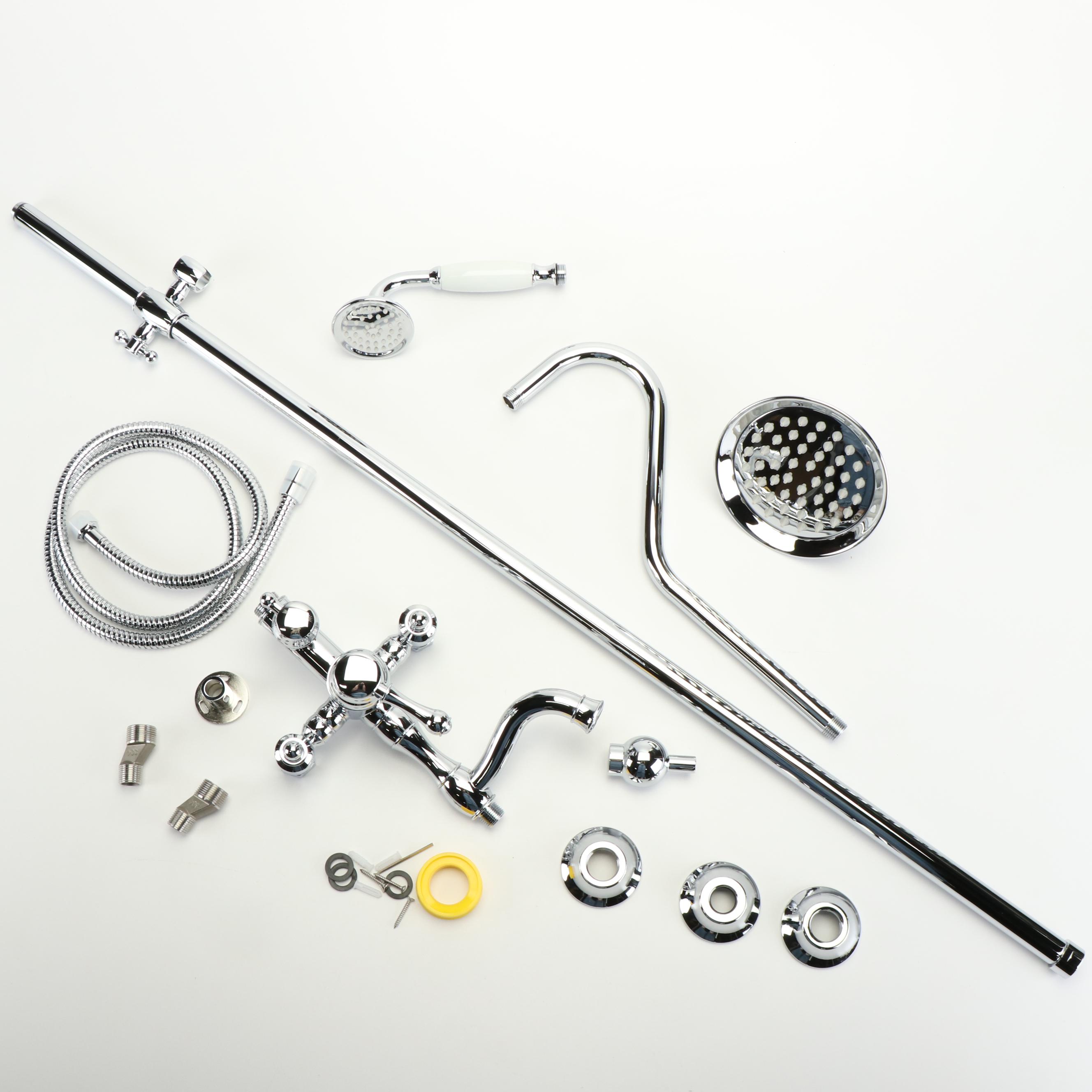 Chromed Finish Exposed Pipe Shower and Tub Faucet