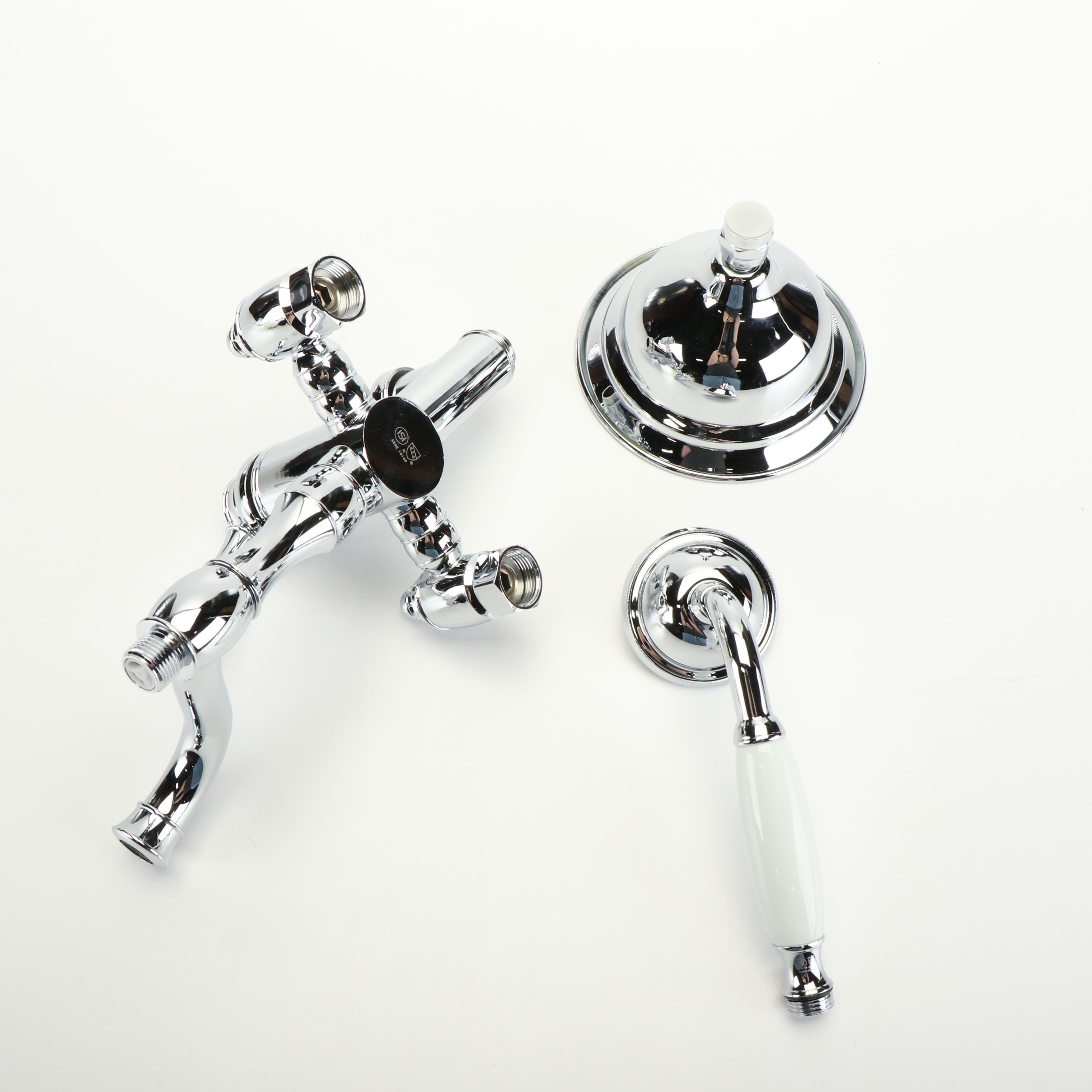 Chromed Finish Exposed Pipe Shower and Tub Faucet