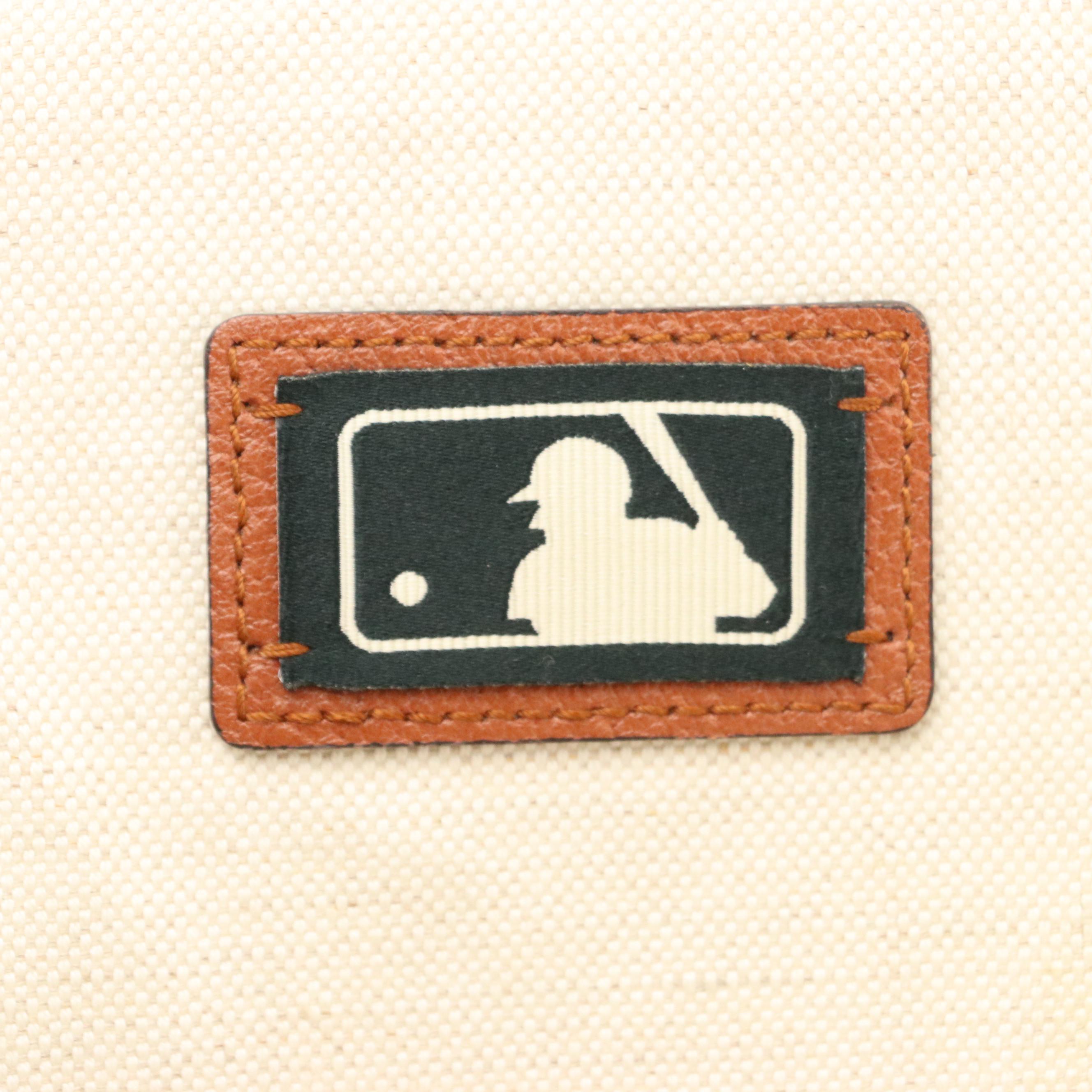 Gucci LA Dodgers Backpack in GG Canvas and Leather Trim