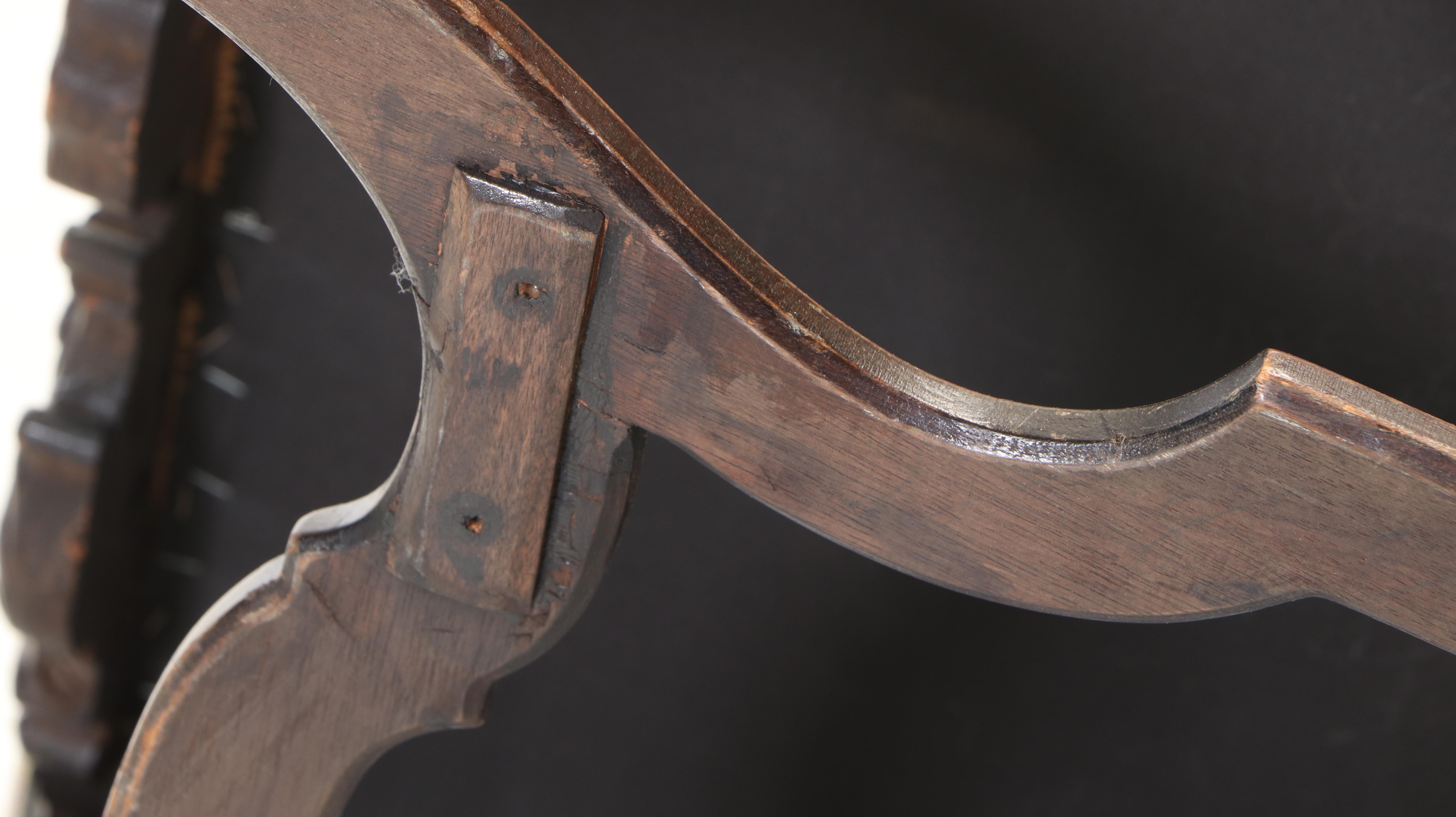 Baroque Revival Carved Walnut and Custom-Upholstered High-Back Side Chair