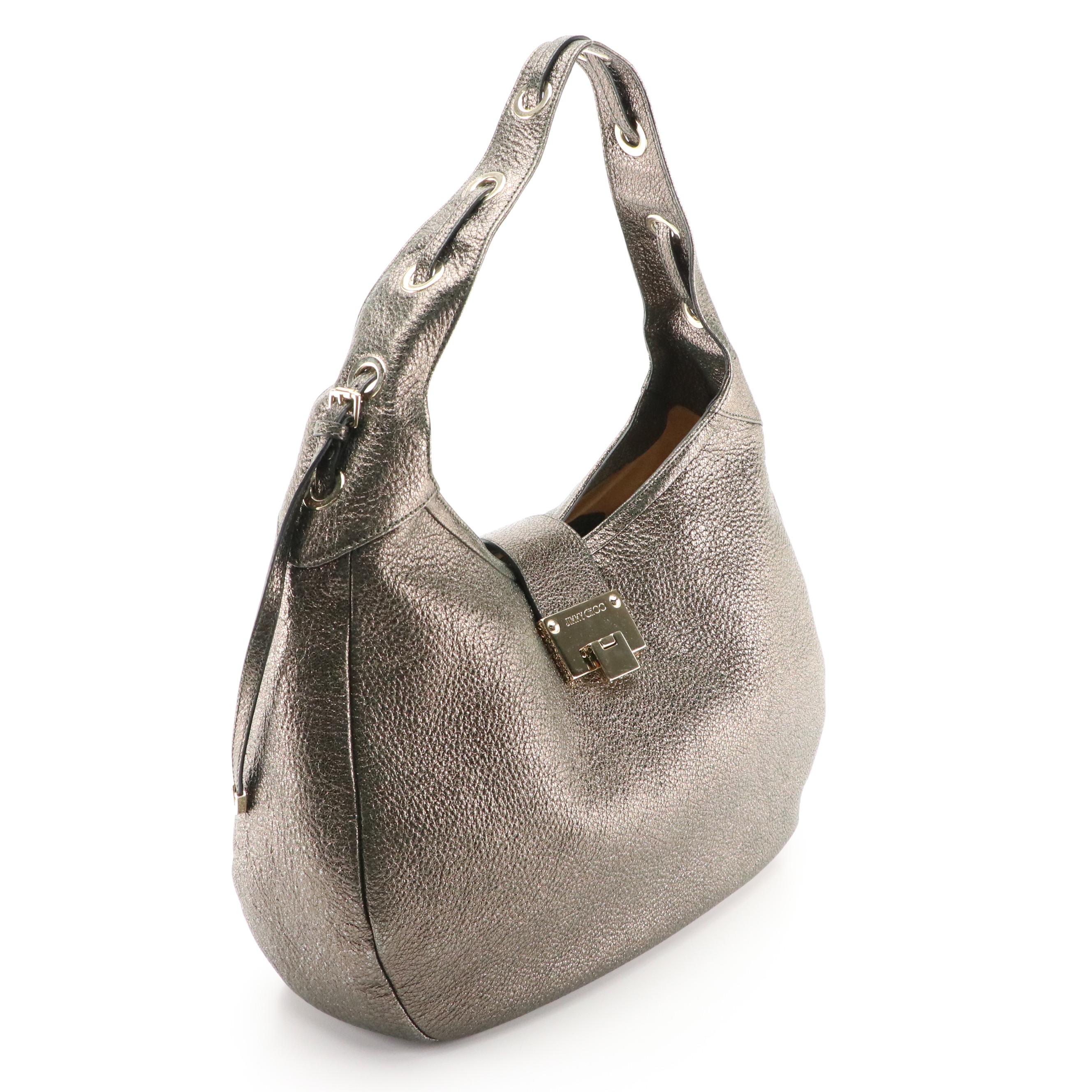 Jimmy Choo Hobo Shoulder Bag in Metallic Grained Leather