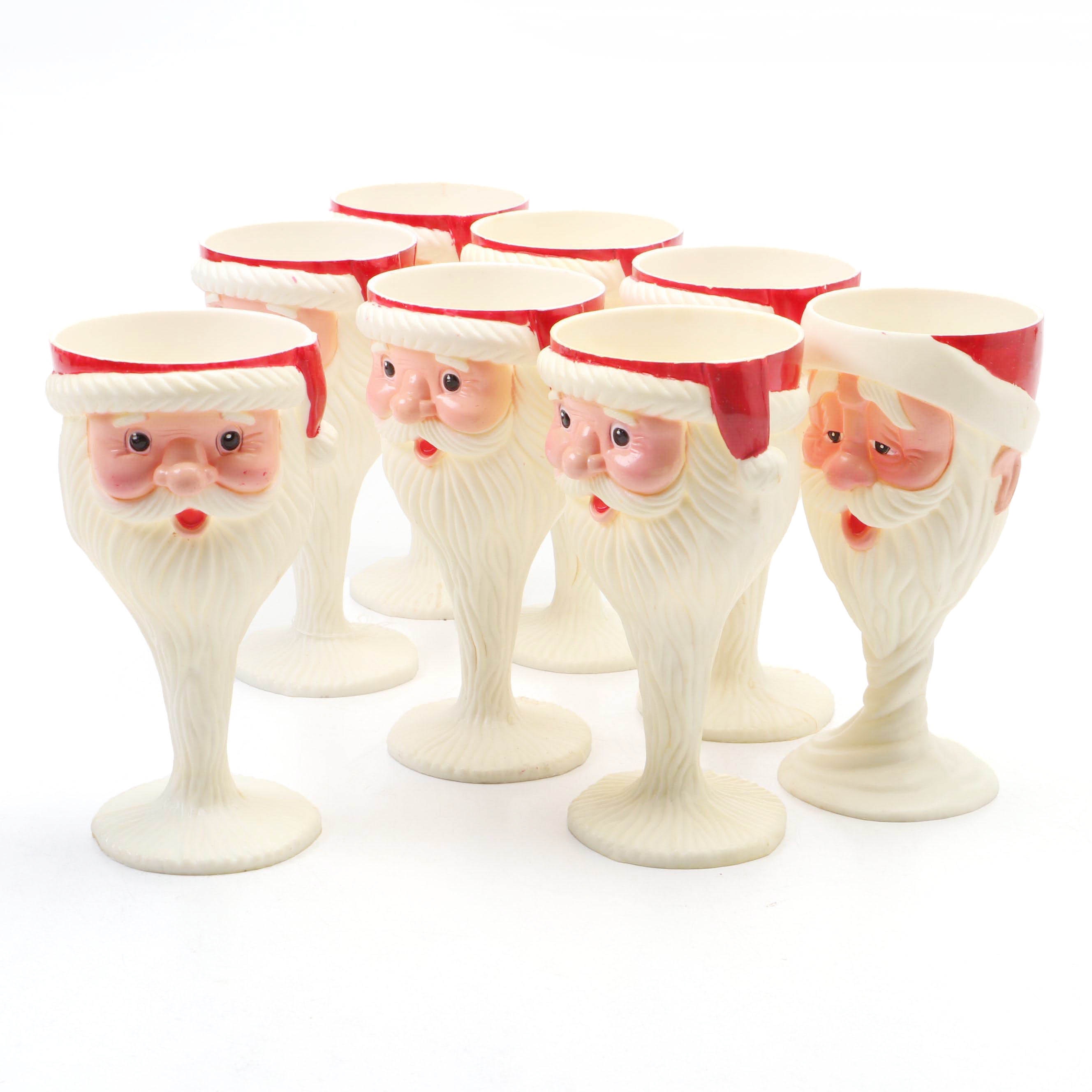 Mold Blown Plastic Santa Shaped Goblets