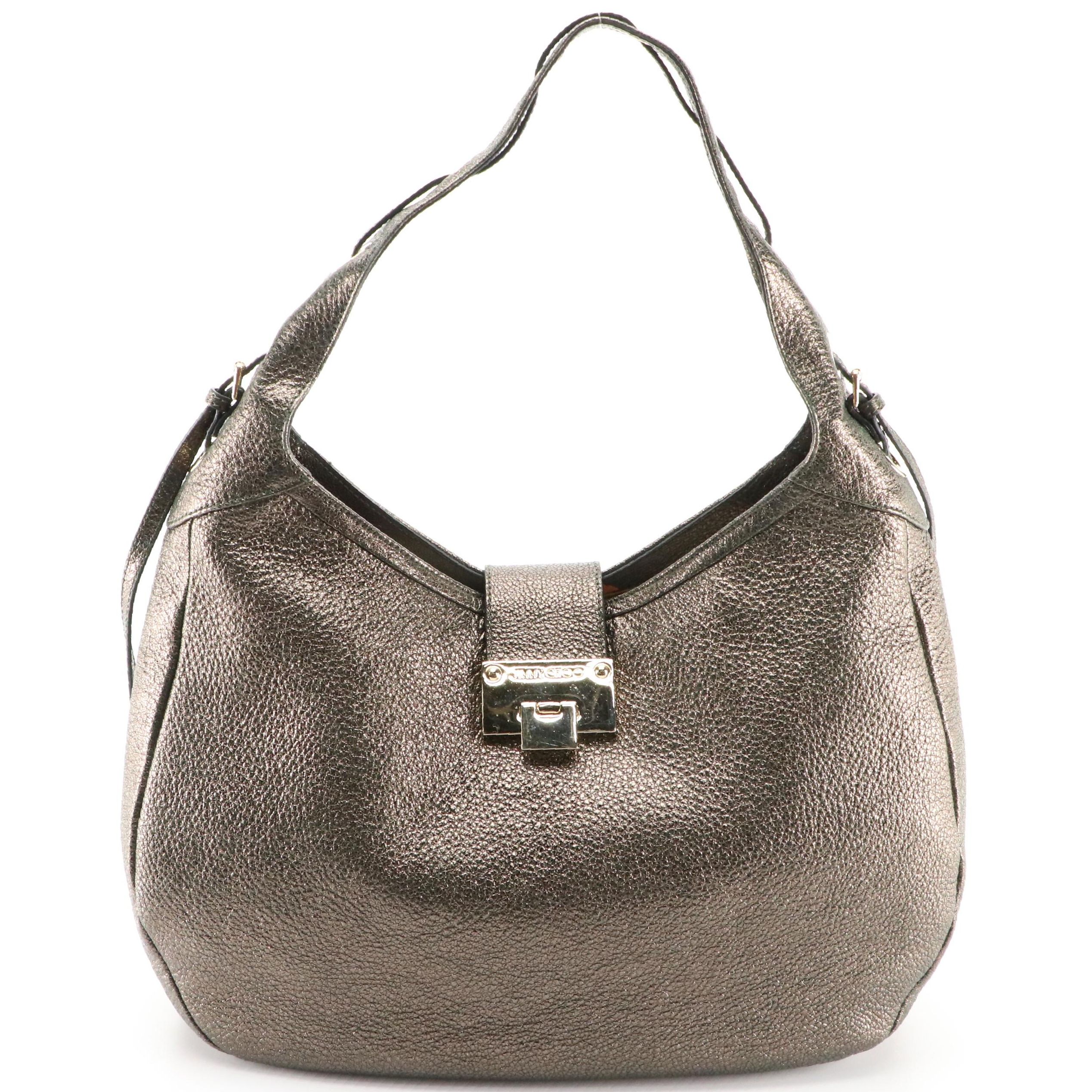 Jimmy Choo Hobo Shoulder Bag in Metallic Grained Leather