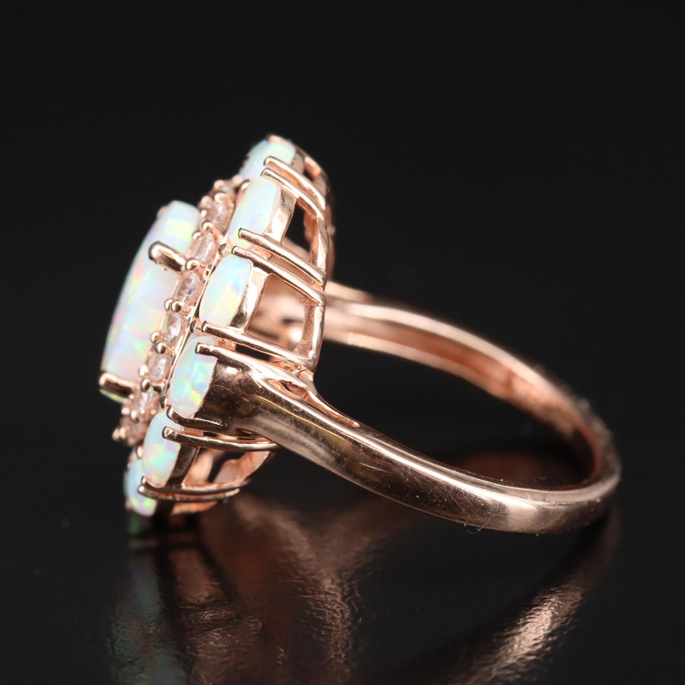 Sterling Opal and Sapphire Ring