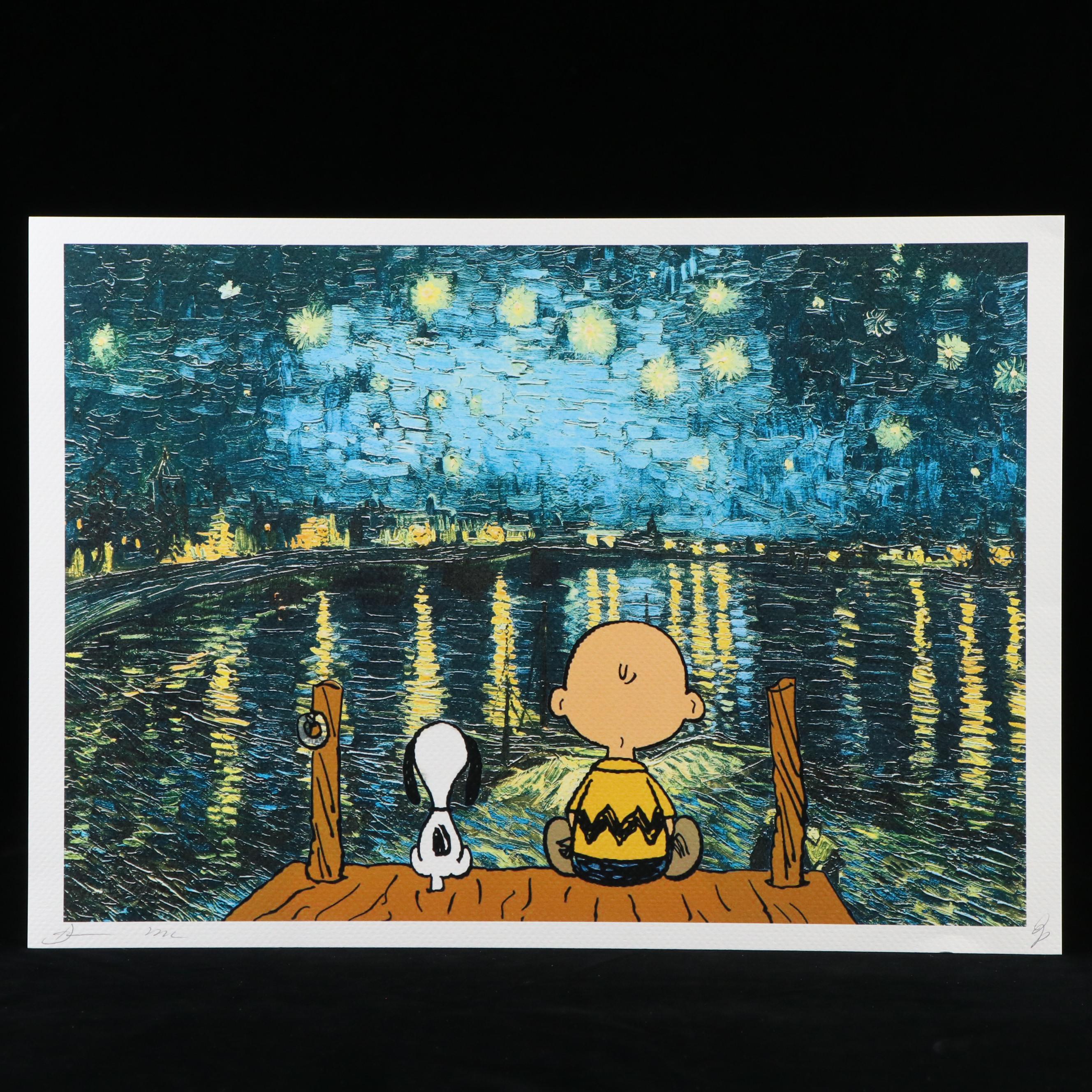 Death NYC Pop Art Graphic Print of Charlie Brown & Snoopy x Vincent van Gogh