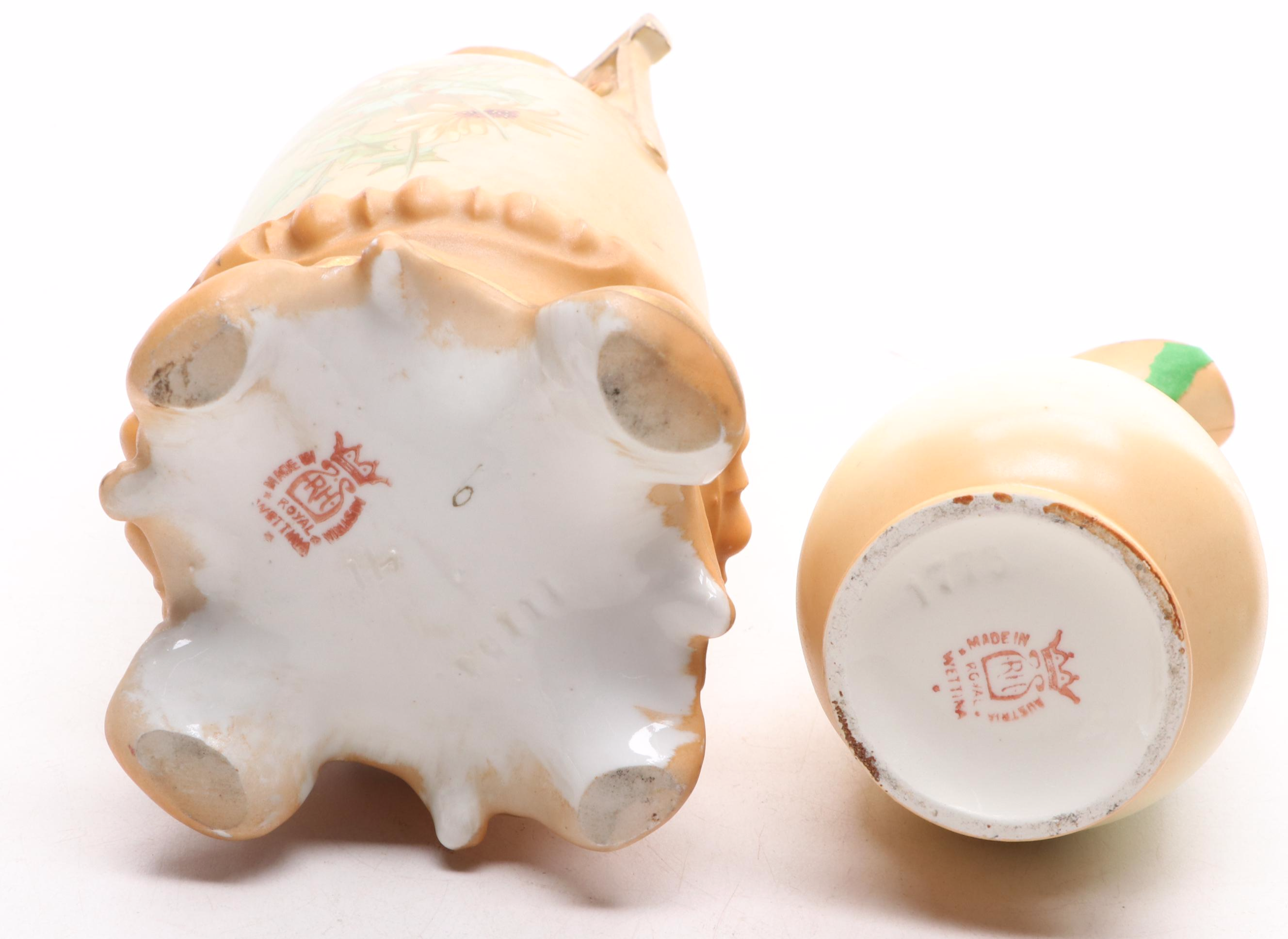 Robert Hanke Ewer and Vase with Other Hand Embellished Porcelain Shakers