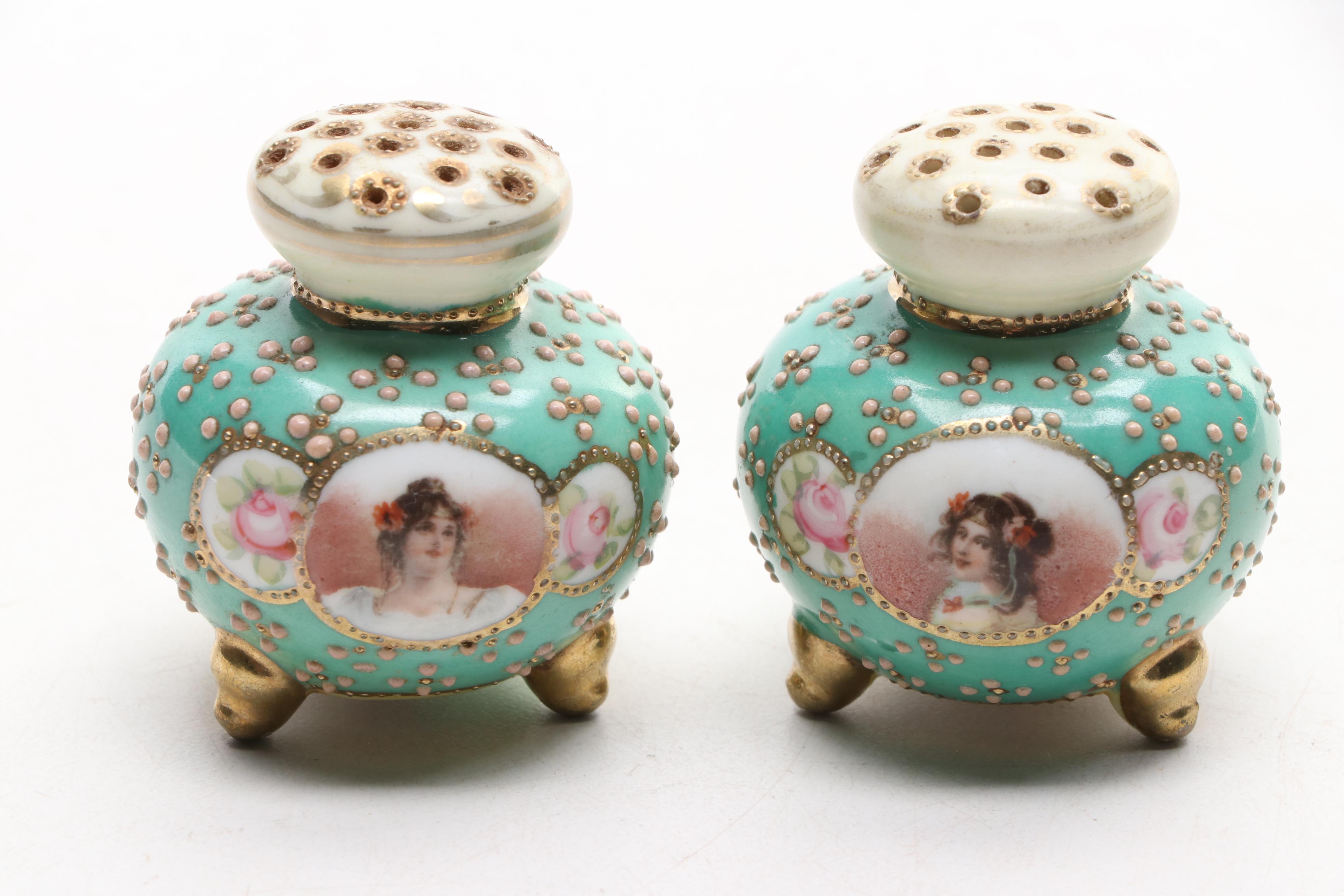 Robert Hanke Ewer and Vase with Other Hand Embellished Porcelain Shakers