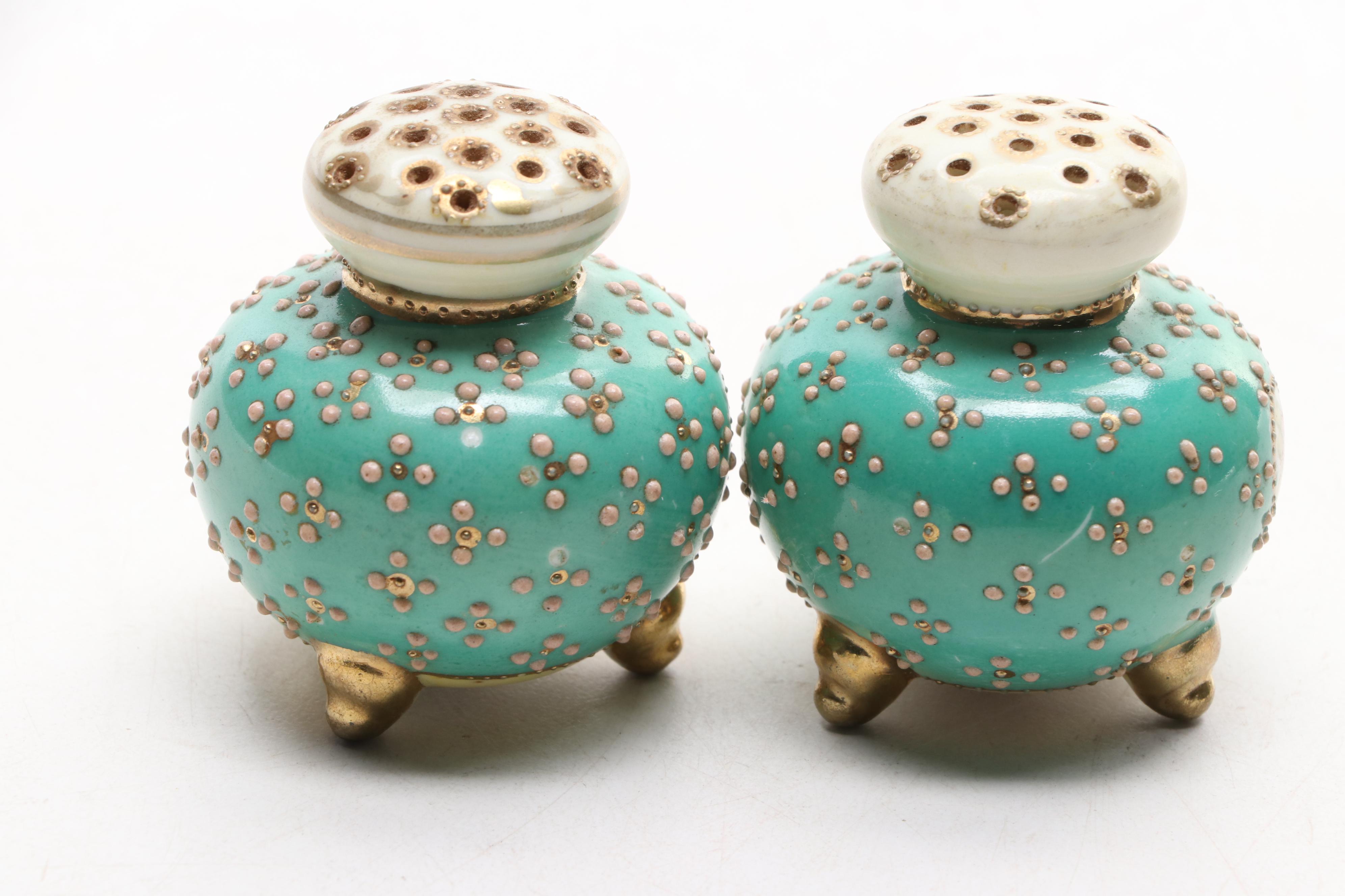 Robert Hanke Ewer and Vase with Other Hand Embellished Porcelain Shakers