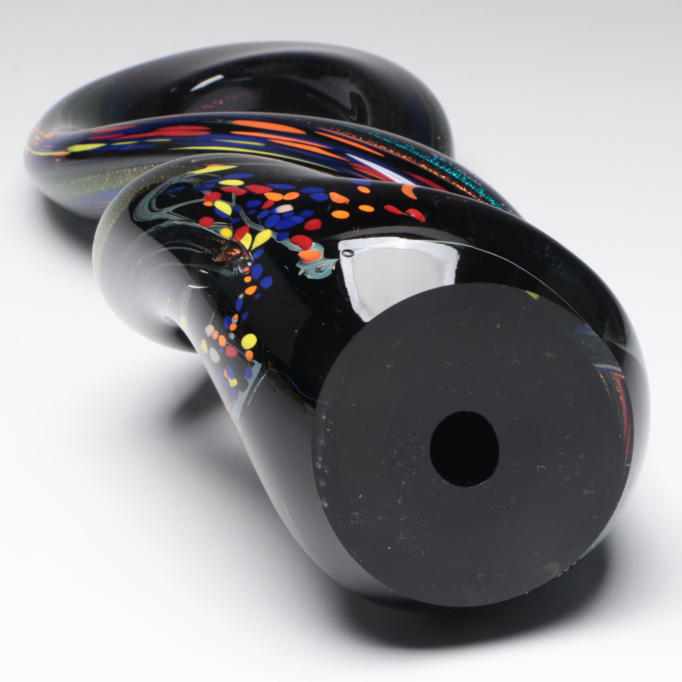 Rollin Karg Dichroic and Multicolor Abstract Art Glass Infinity Sculpture, 2006