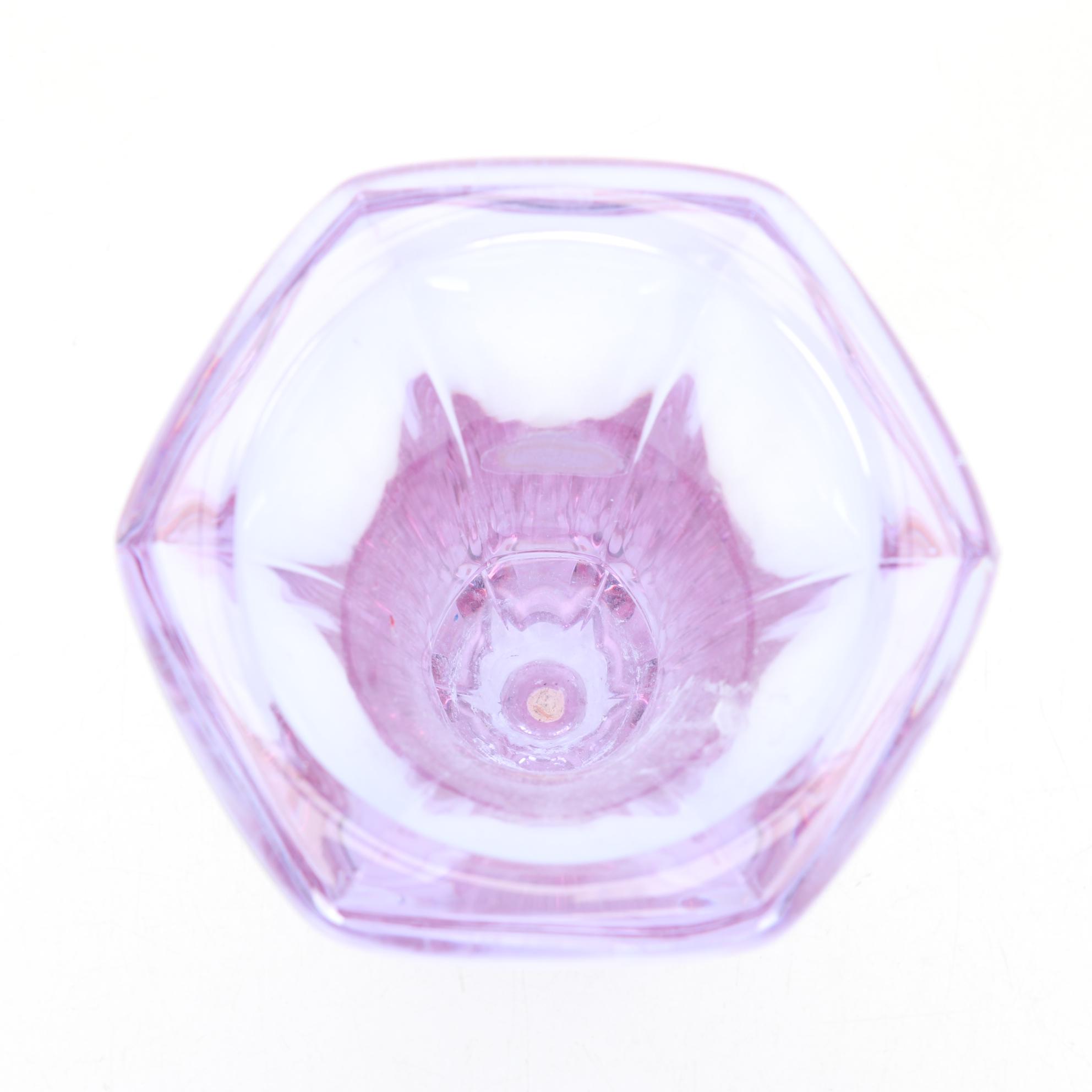 Limoges Hand-Painted Porcelain Plates with Purple Crystal Vase