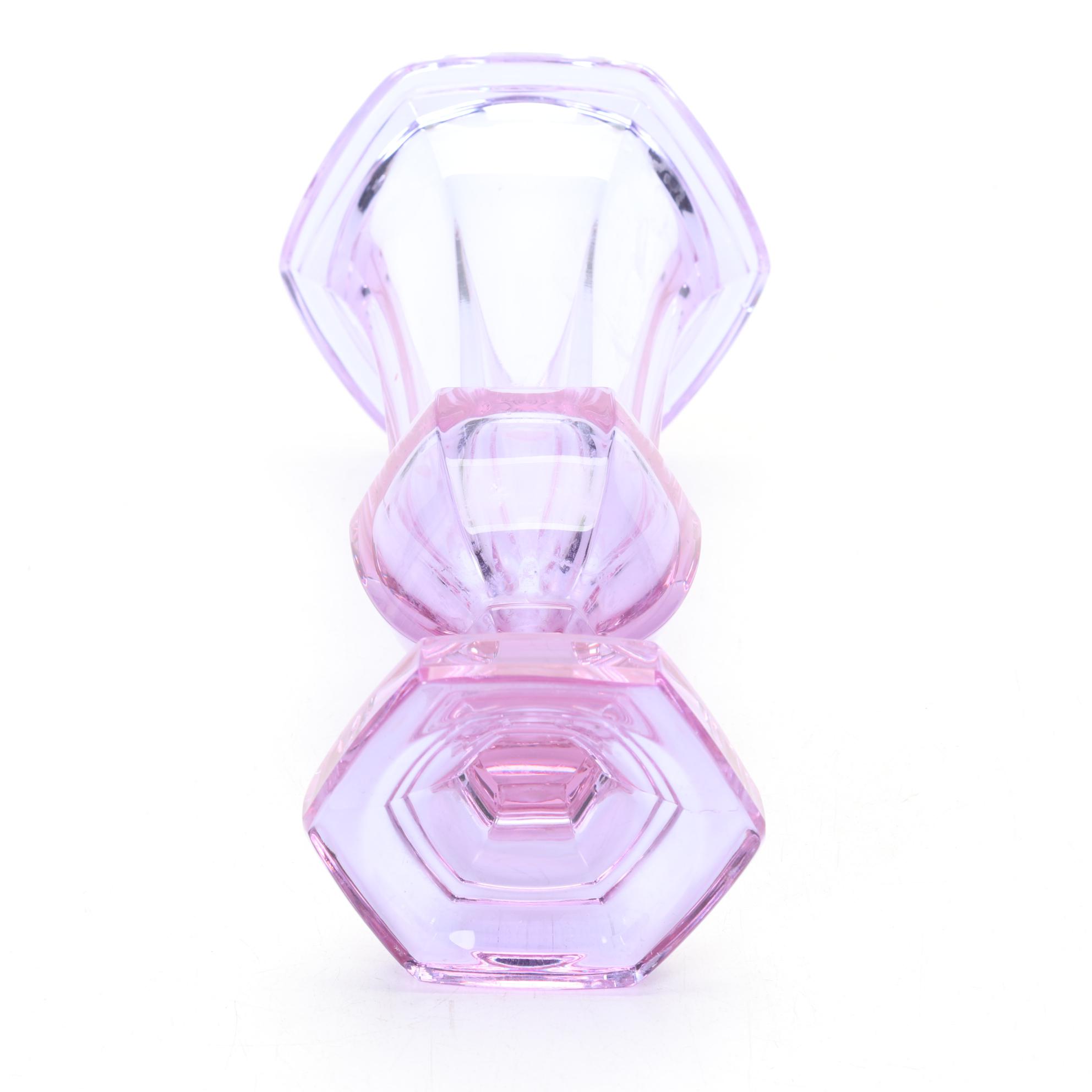 Limoges Hand-Painted Porcelain Plates with Purple Crystal Vase