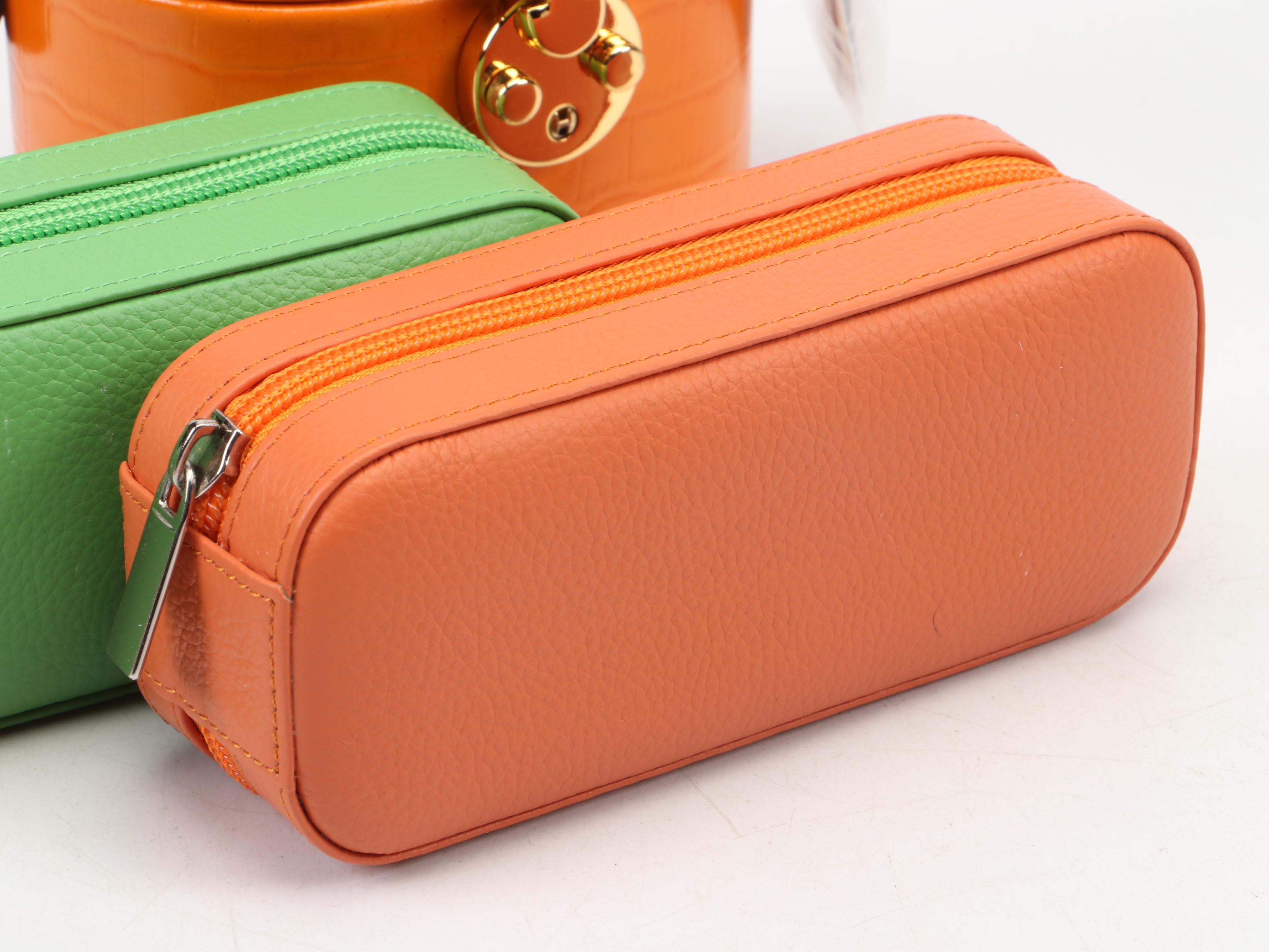 Rowallan Crocodile Embossed and Pebbled Leather Travel Jewelry Boxes