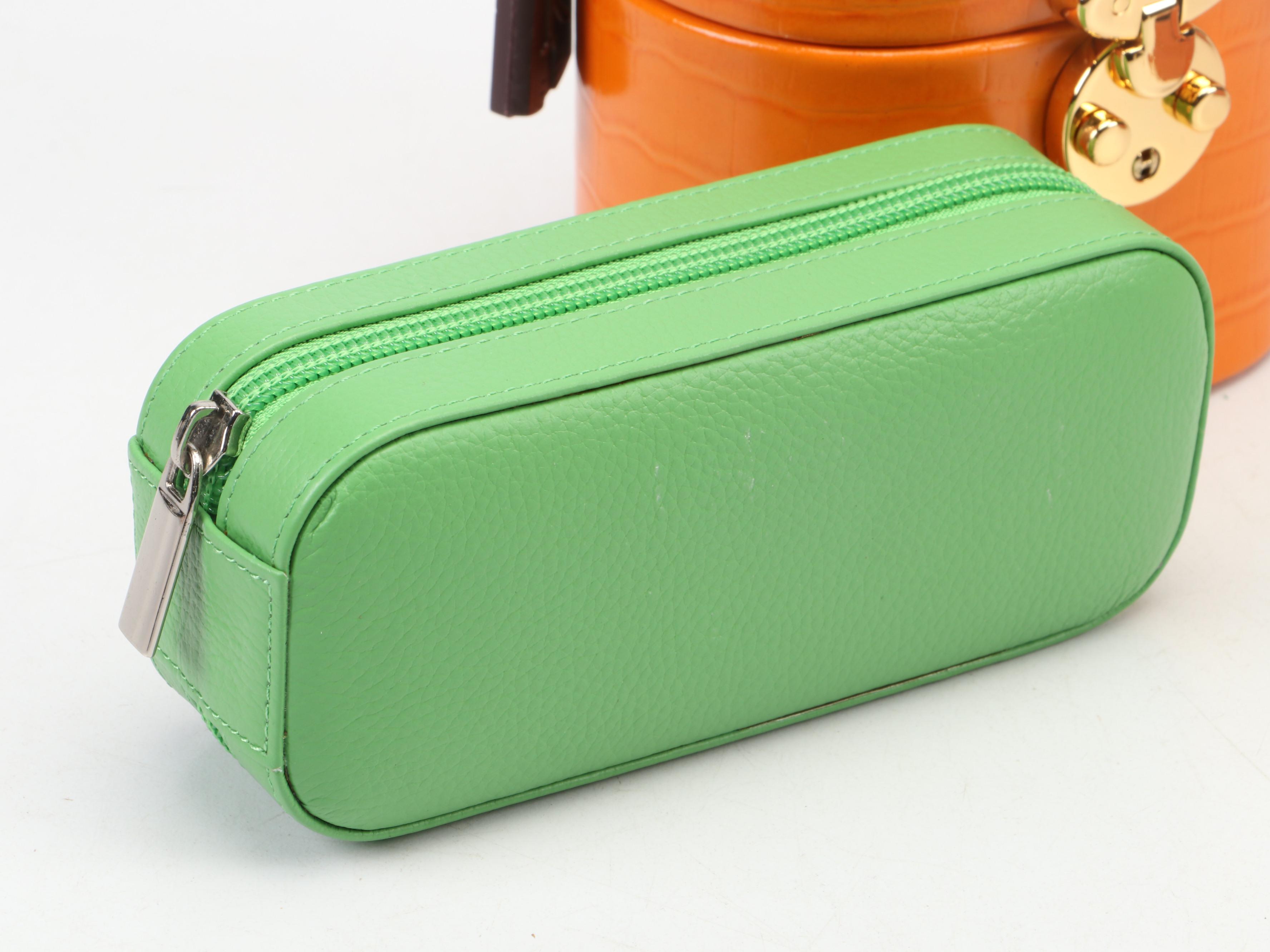 Rowallan Crocodile Embossed and Pebbled Leather Travel Jewelry Boxes