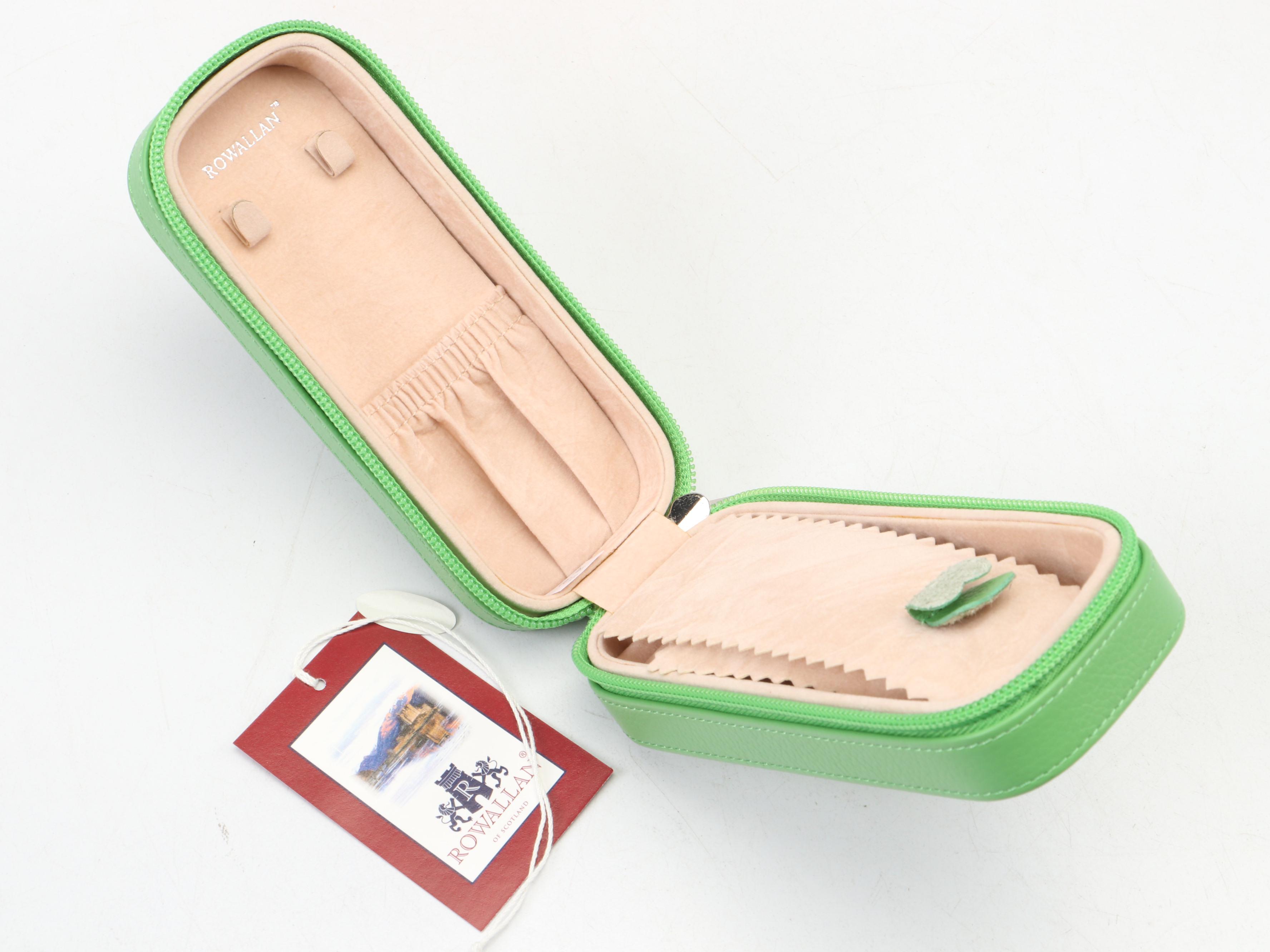 Rowallan Crocodile Embossed and Pebbled Leather Travel Jewelry Boxes